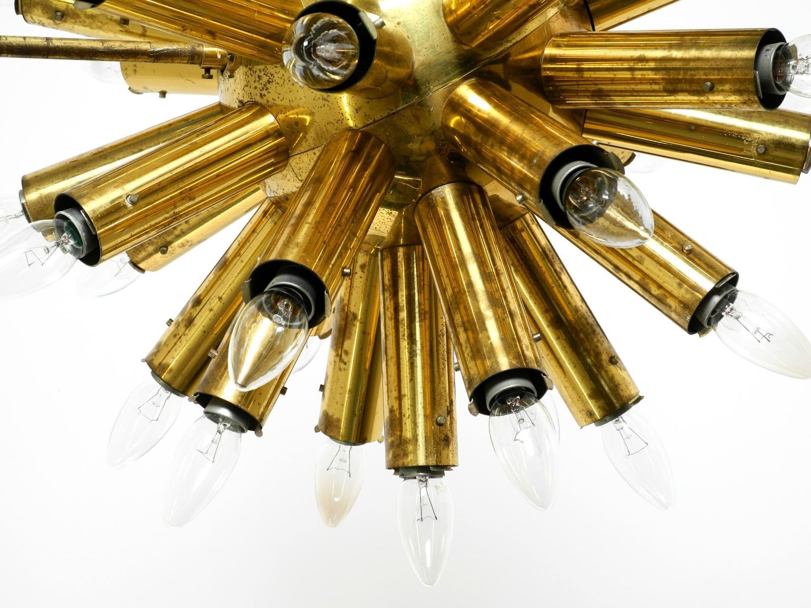 Xxl 1960s Space Age Brass Ceiling Lamp By J.T. Kalmar With 43 Arms  66cm  26" photo vintage