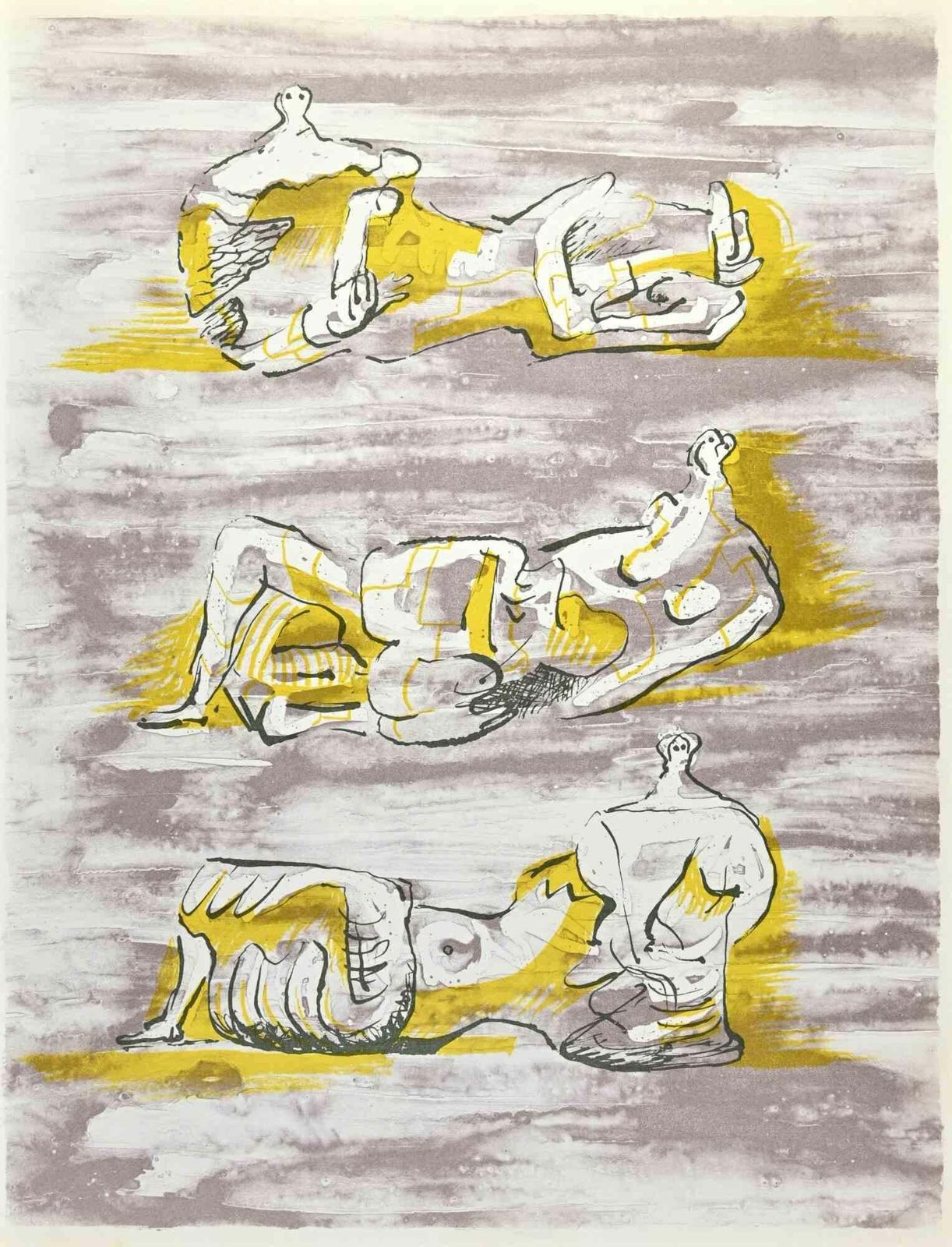 Henry Moorefigures Allongées   Lithograph By Henry Moore   19711971