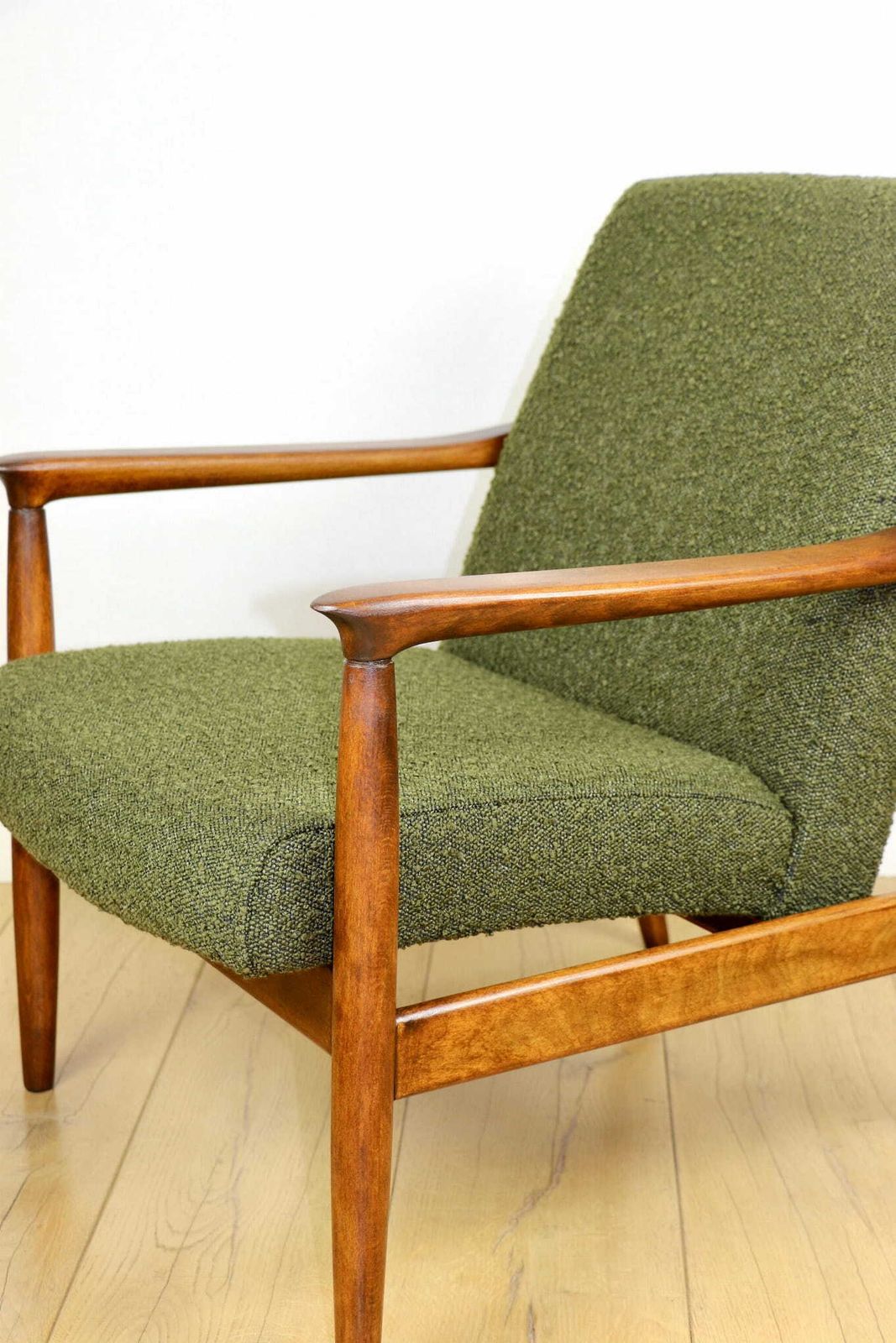 Gfm 64 Armchair, Designed By Edmund Homa, 1960s, Olive Green Bouclé   2 Pieces Available photo vinterior
