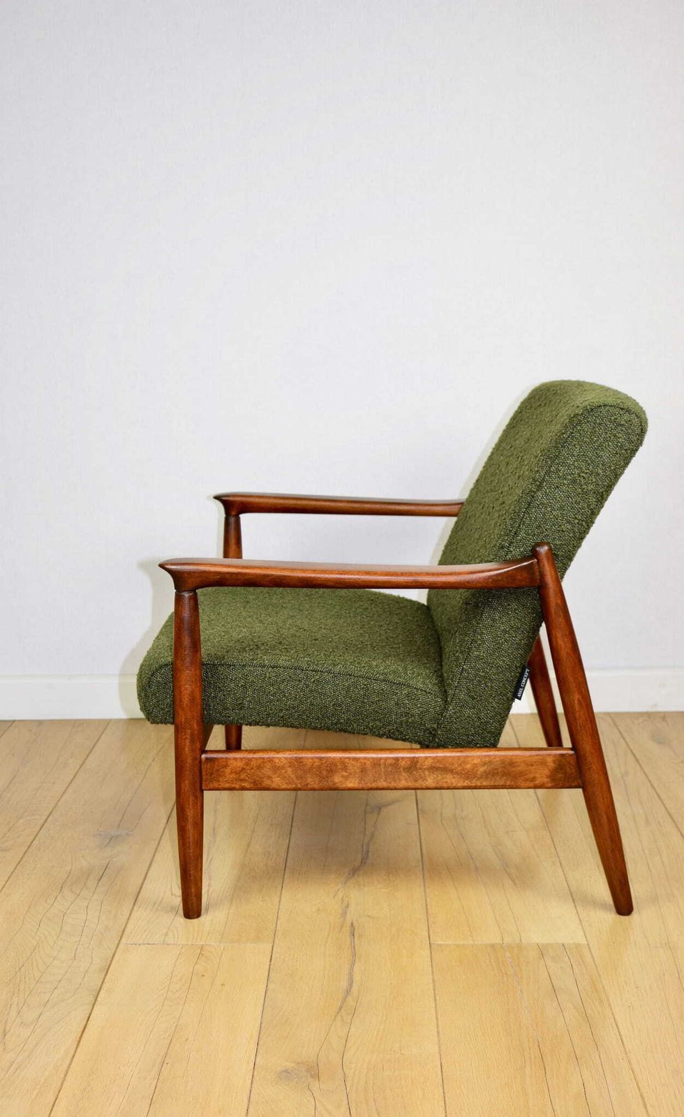 Gfm 64 Armchair, Designed By Edmund Homa, 1960s, Olive Green Bouclé   2 Pieces Available photo vintage