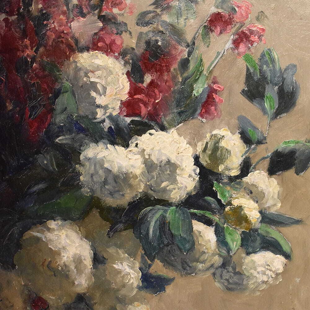 Art Nouveau Still Life Painting, Flowers, Spring Floral, Oil On Canvas, XX photo buy