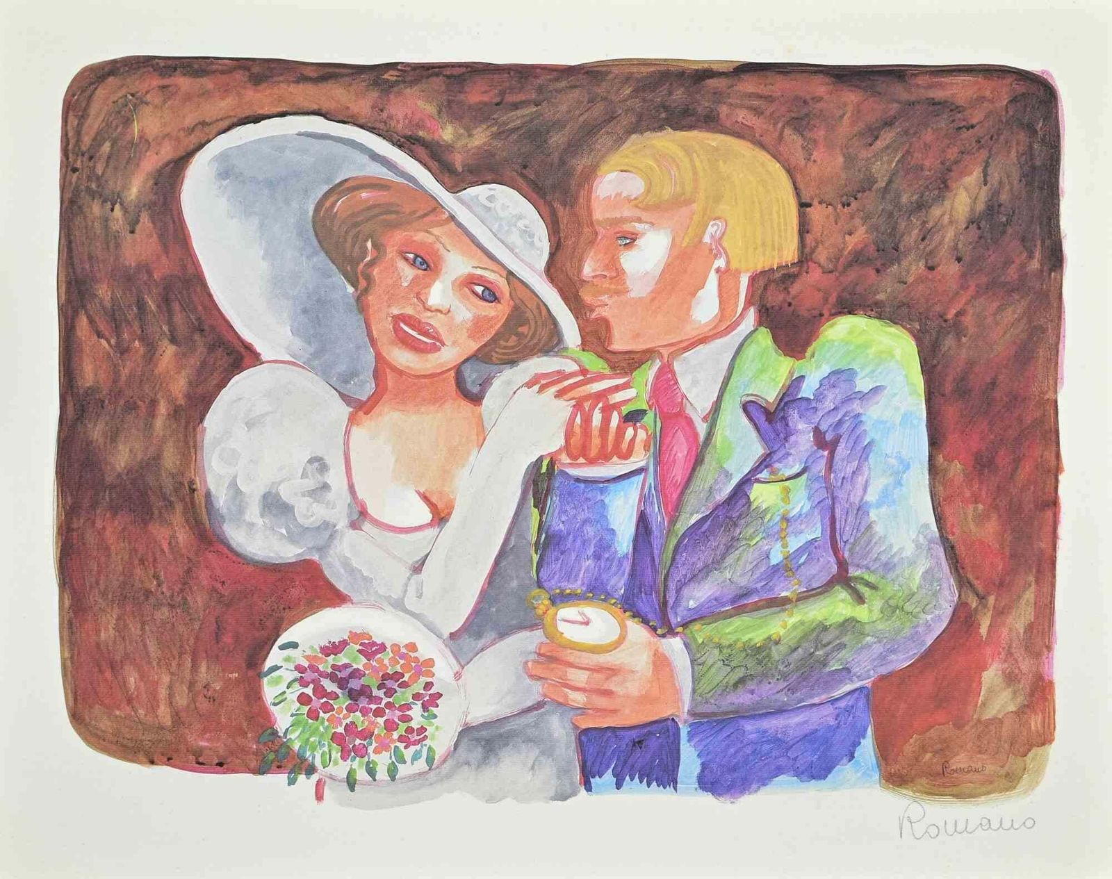 Daniela Romanonewlyweds   Lithograph By Daniela Romano   1980s1980s