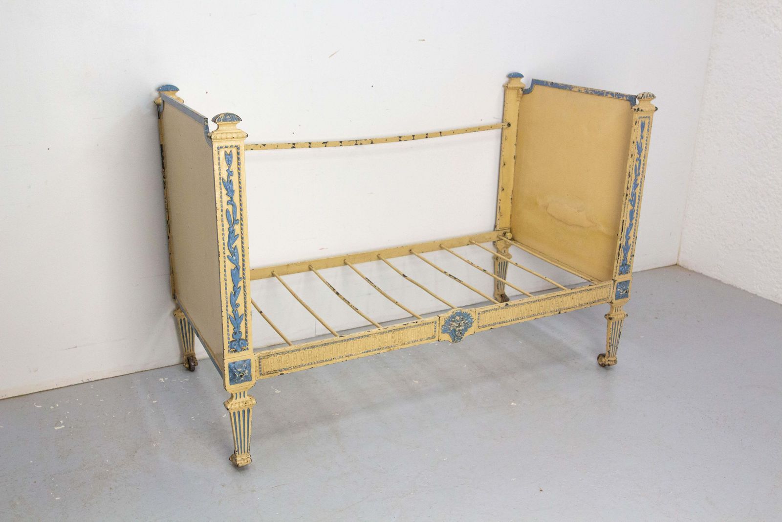 French Painted Iron & Wrought Iron Banquette Child Sofa Louis XVI St, Circa 1880 photo for sale