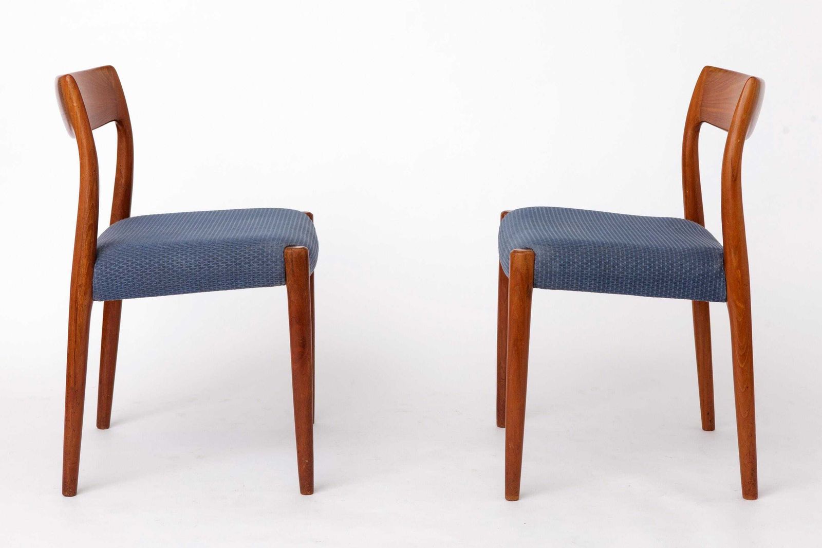 Pair Niels Møller Model 77 Teak Dining Chairs Danish Mid Century 1950s Vintage photo 820.0
