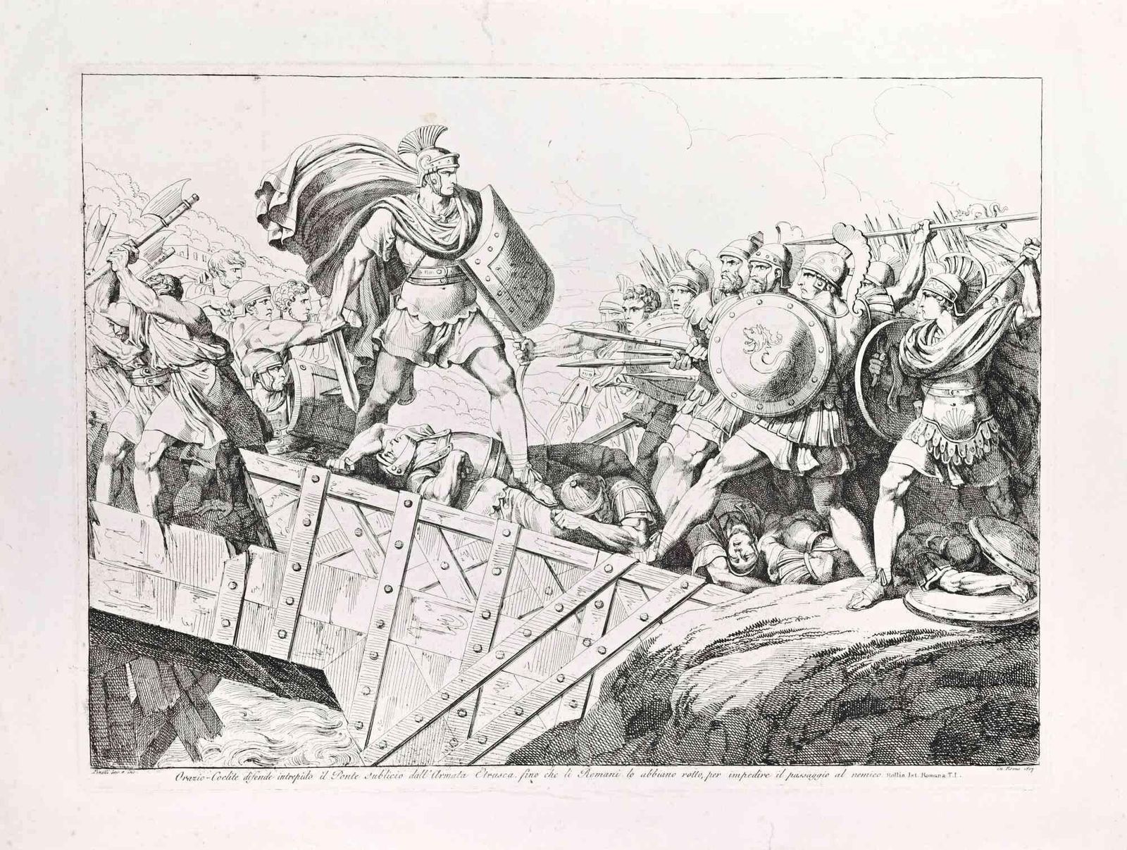 Bartolomeo Pinellihorace Cocles Fearlessly ...  Etching By Bartolomeo Pinelli   Early 19th Centuryearly 19th Century