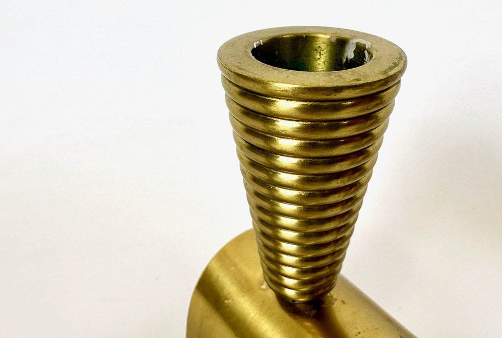 Swedish Brass Candleholder By Carl Einar Borgström For Ystad Metall, 1940s, Set Of 2 photo 1307.0