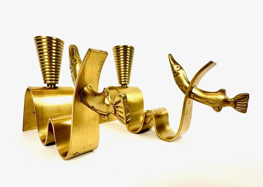 photo furniture Swedish Brass Candleholder By Carl Einar Borgström For Ystad Metall, 1940s, Set Of 2