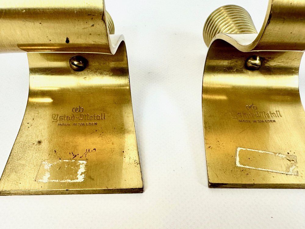 Home Decor Swedish Brass Candleholder By Carl Einar Borgström For Ystad Metall, 1940s, Set Of 2 photo