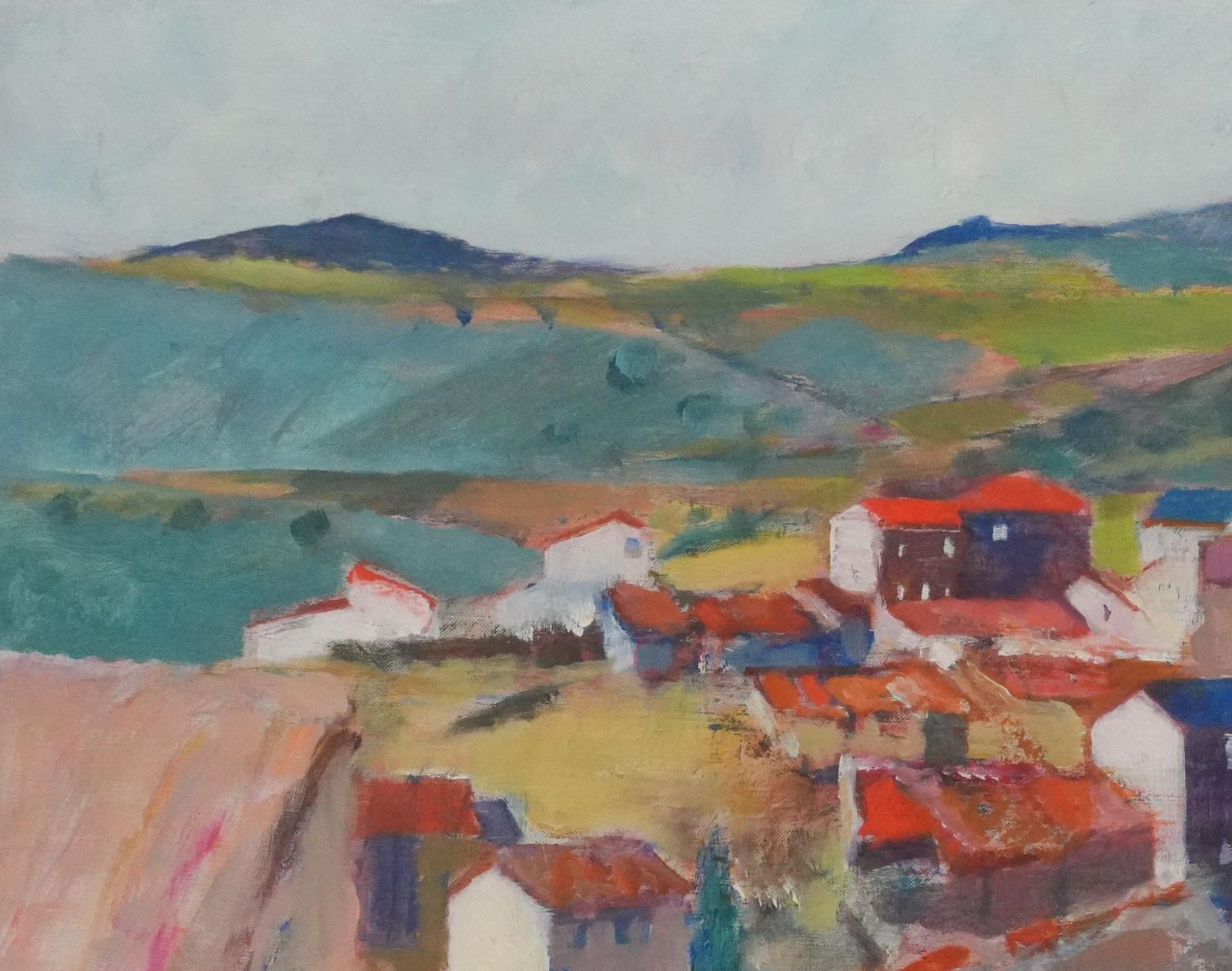 Masaaki Kuwaharaspanish Village   Original Oil On Canvas, Signedc. 1965 photo Art
