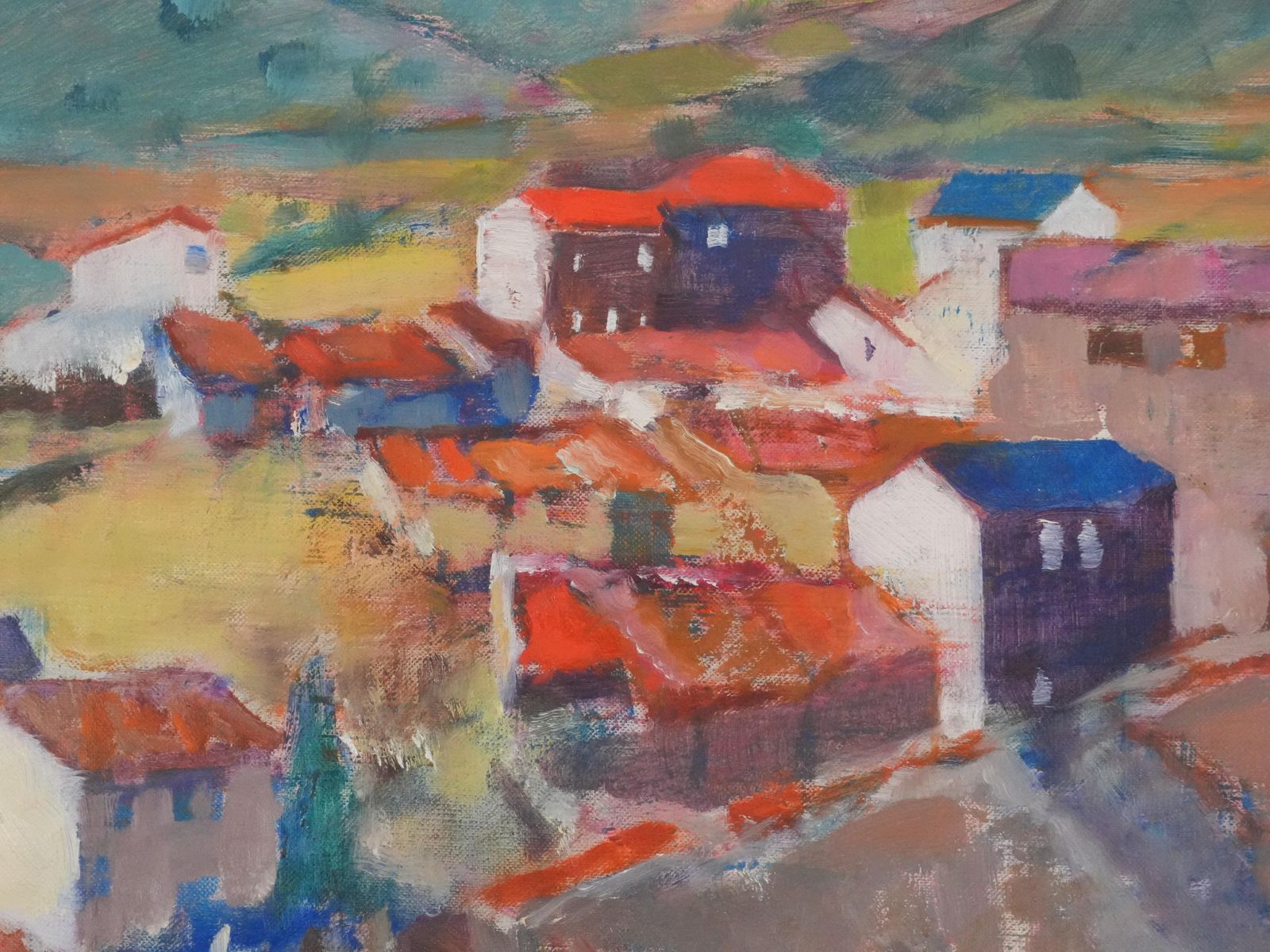 Masaaki Kuwaharaspanish Village   Original Oil On Canvas, Signedc. 1965 photo 1065.0