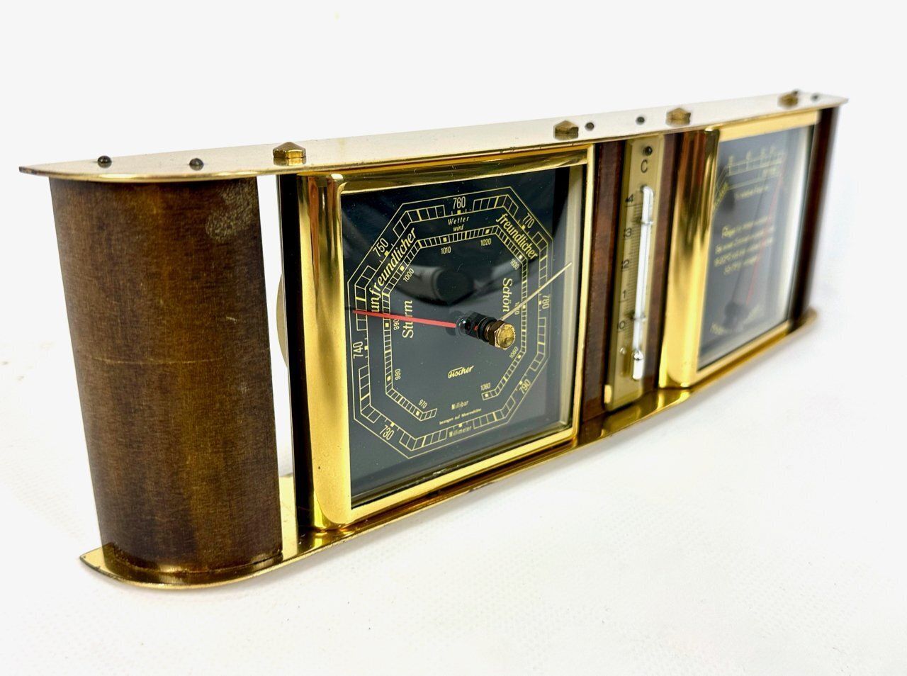 Art Deco Walnut And Brass Fischer Weather Station, 1940s photo 213.0
