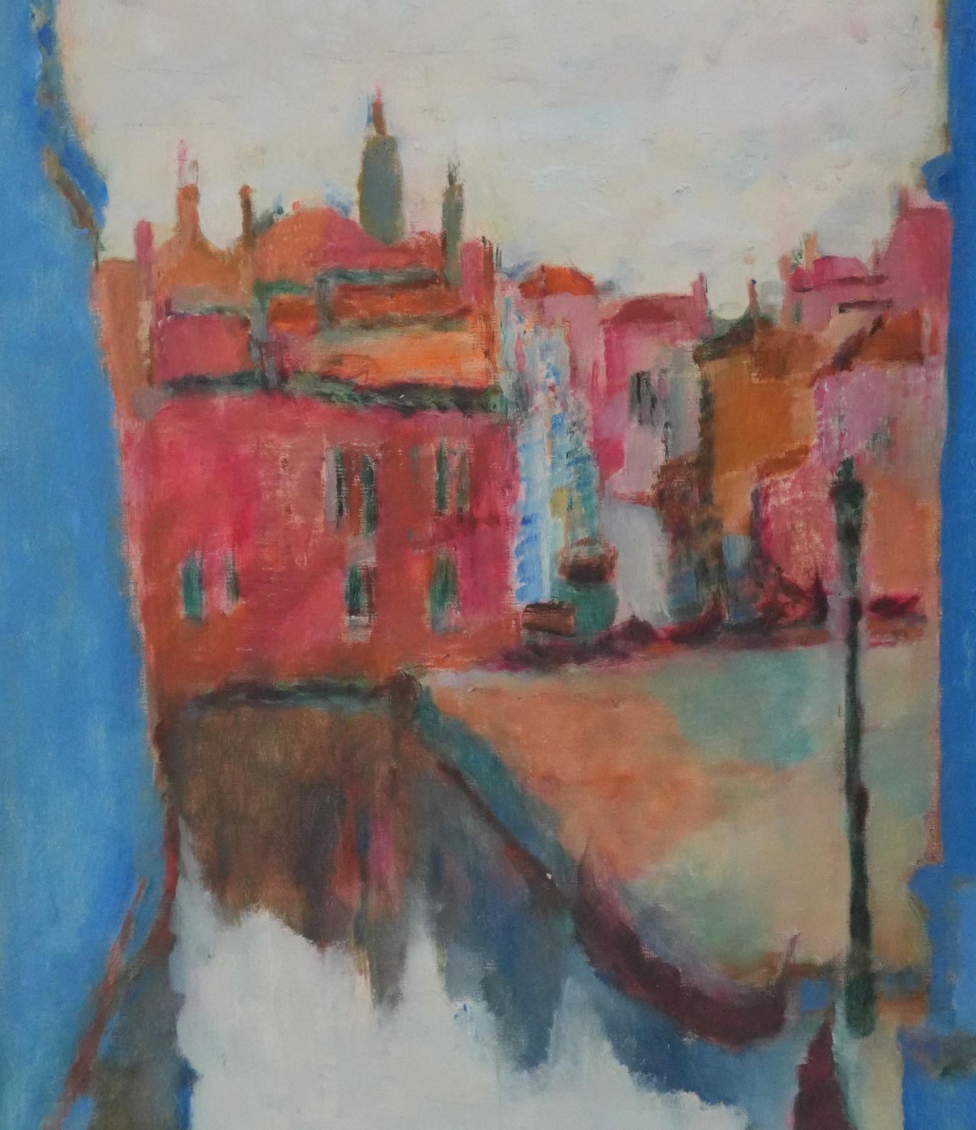 Masaaki Kuwaharagondolas In Venice   Original Oil On Canvas, Signedc. 1965 photo for sale