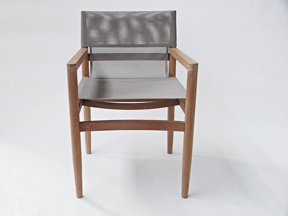 Road Garden Chair In Teak, Canatex With Velour Cushions By Rodolfo Dordoni For Roda, Italy, 2006
