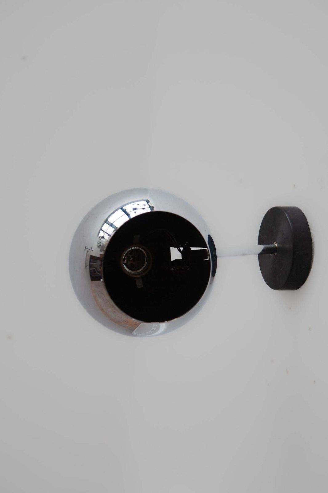 Lighting Set Of Two Staff Chrome Globe Wall Lights Designed By Motoko Ishii, 1960s photo