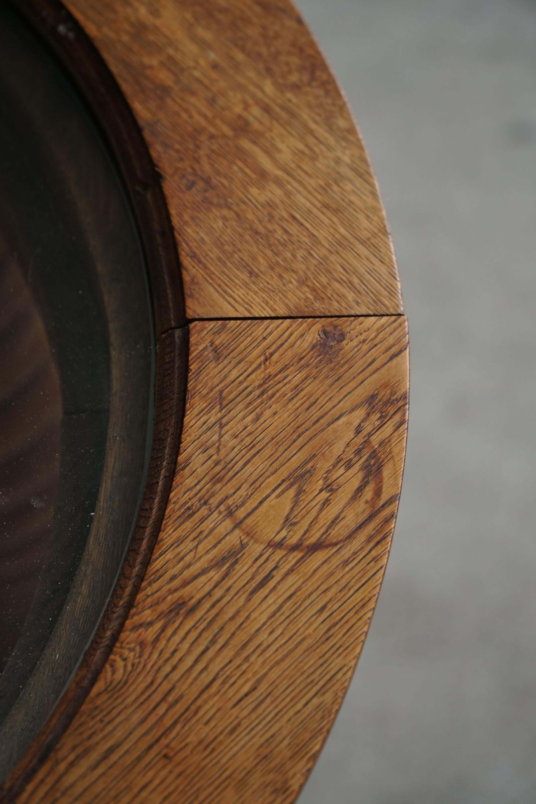 Danish Mid Century Modern, Oak Table With Spiral Turned Legs & Glass Top, 1950s photo vintage