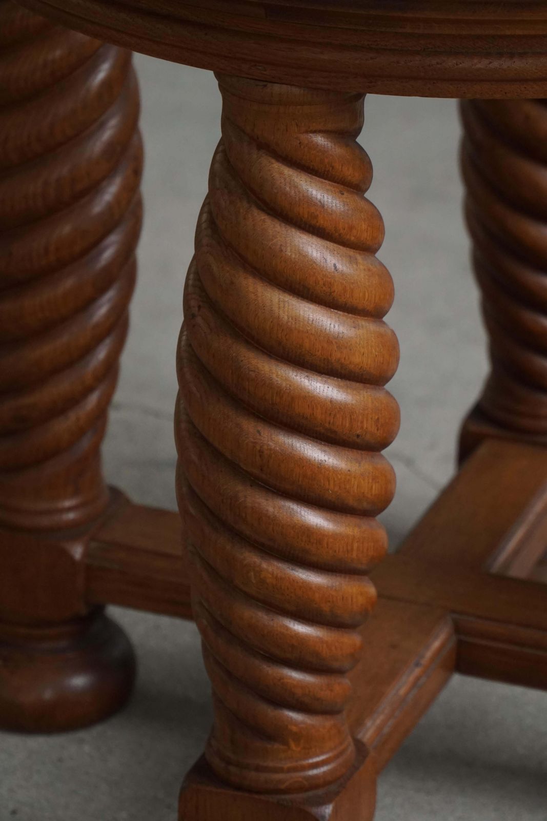 photo buy Danish Mid Century Modern, Oak Table With Spiral Turned Legs & Glass Top, 1950s