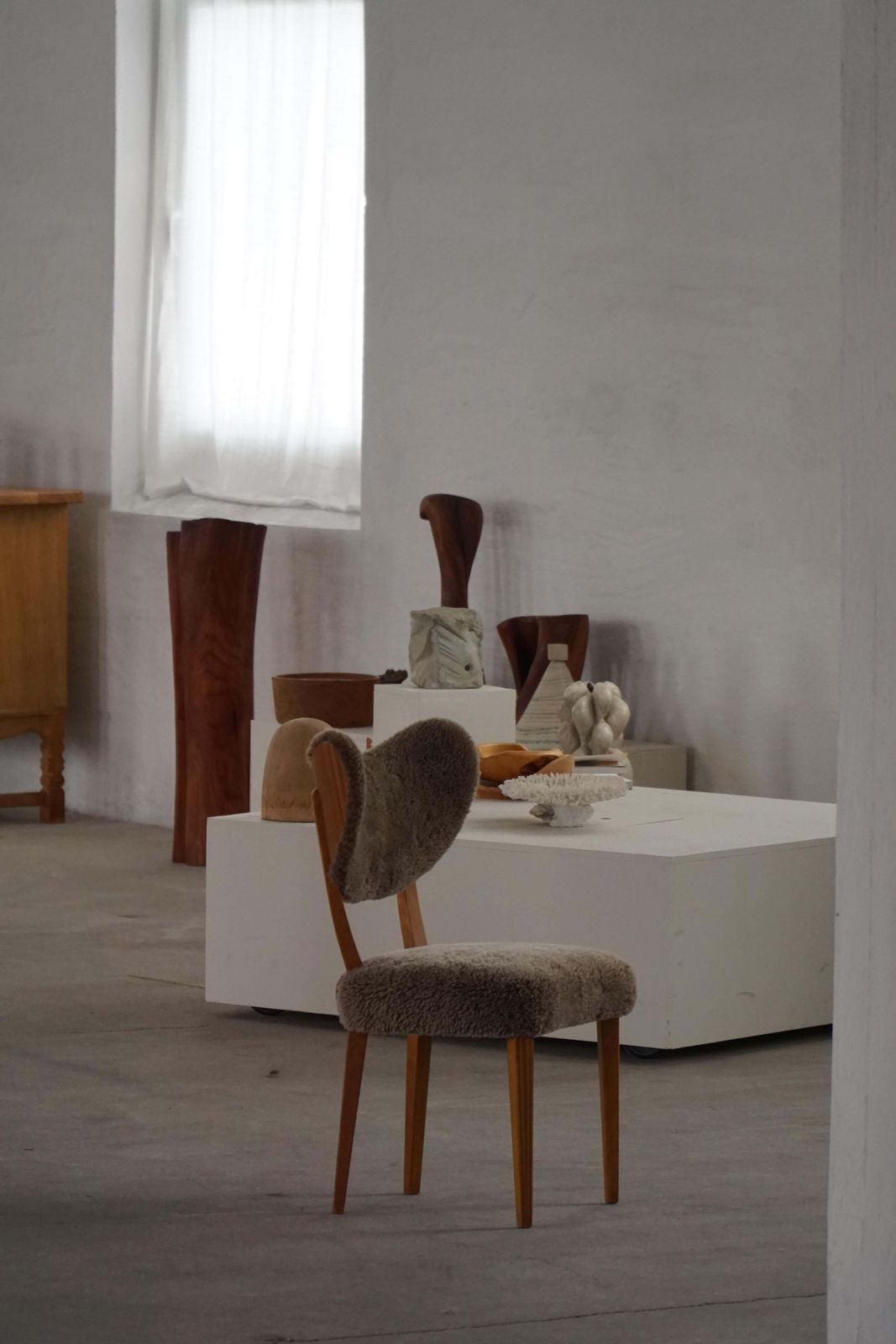 Furniture Danish Mid 20th Century, Dining / Desk Chair In Lambswool, Eva Koppel, 1950s photo