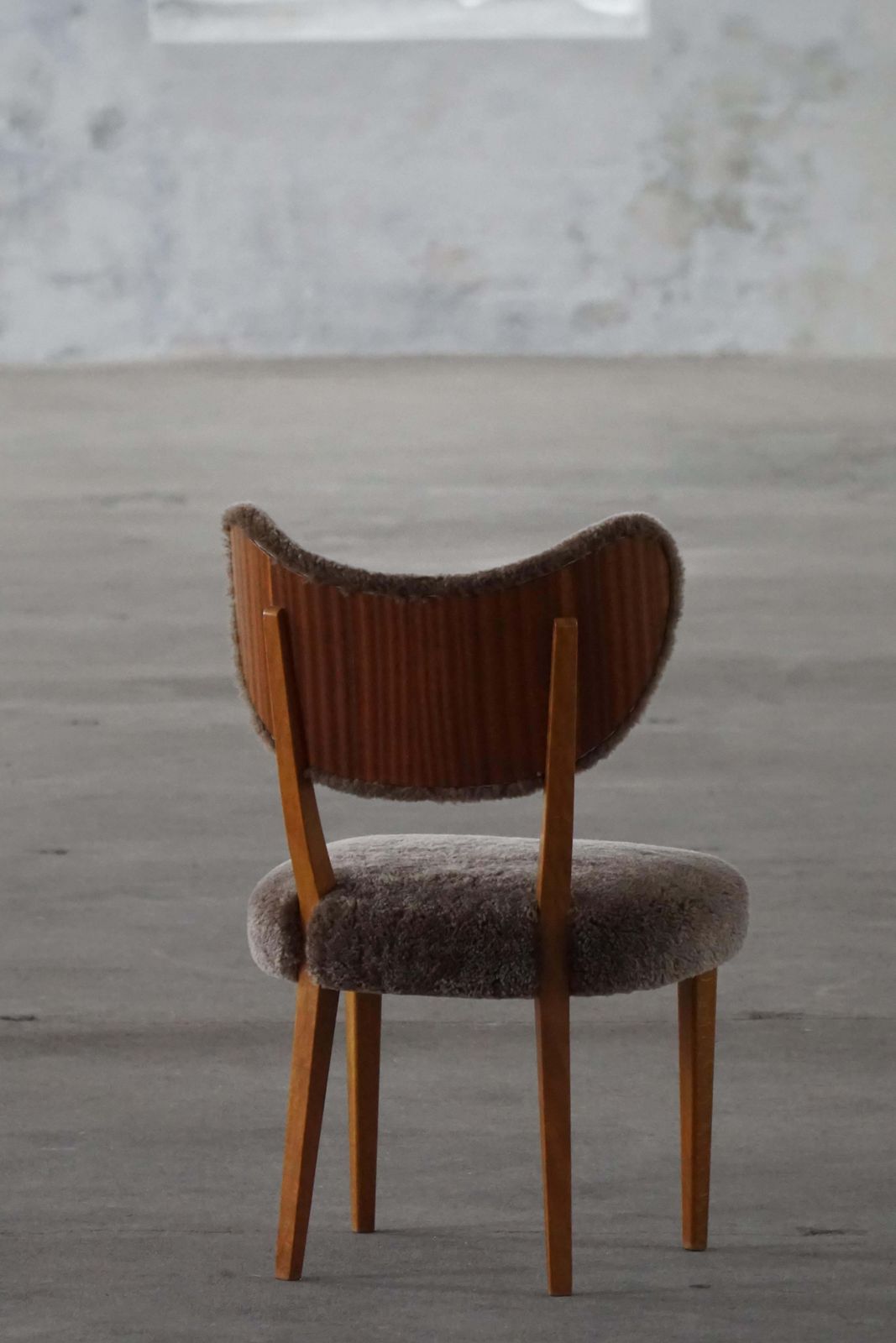 photo vintage Danish Mid 20th Century, Dining / Desk Chair In Lambswool, Eva Koppel, 1950s