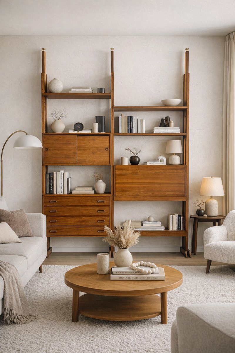 Italian Wooden Modular Bookcase, 1960s