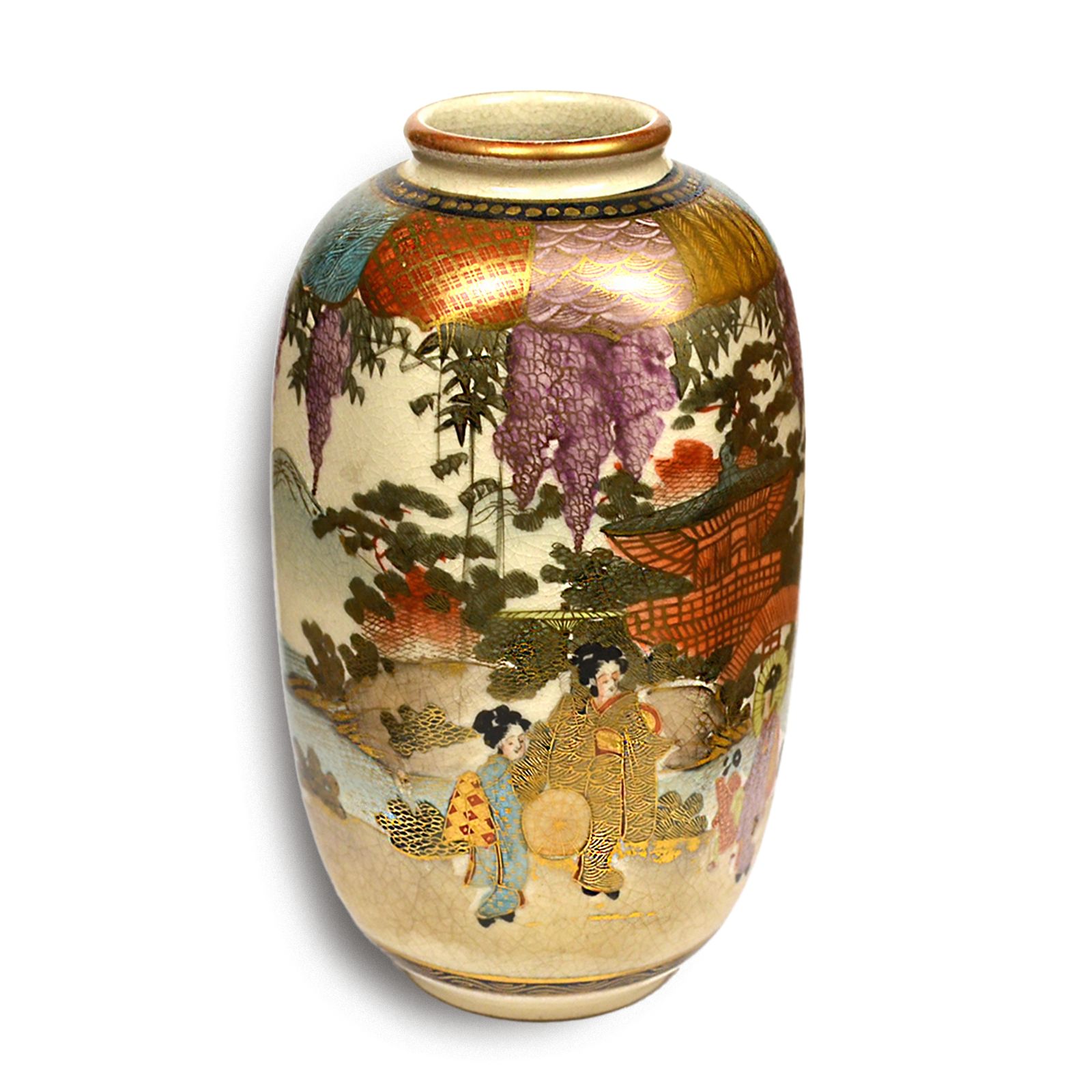 Japanese Meiji Satsuma Vase By Bankozan  Superb Quality 6"  16cm Hexagon Shape photo furniture