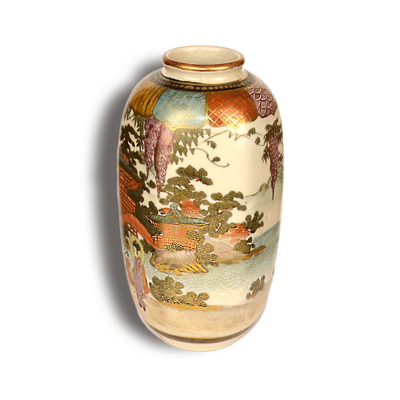 Japanese Meiji Satsuma Vase By Bankozan  Superb Quality 6"  16cm Hexagon Shape photo 225.0