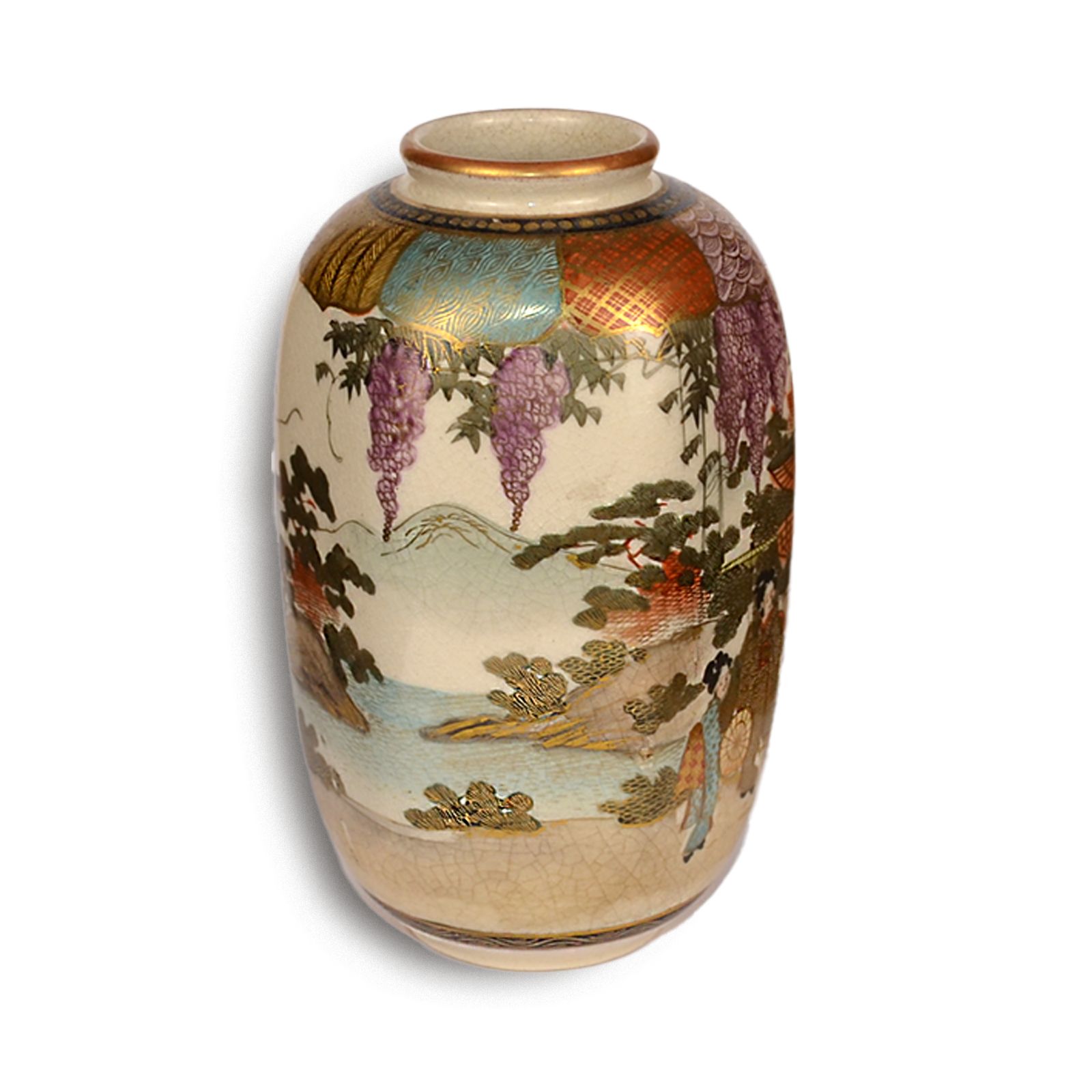 Japanese Meiji Satsuma Vase By Bankozan  Superb Quality 6"  16cm Hexagon Shape photo vinterior