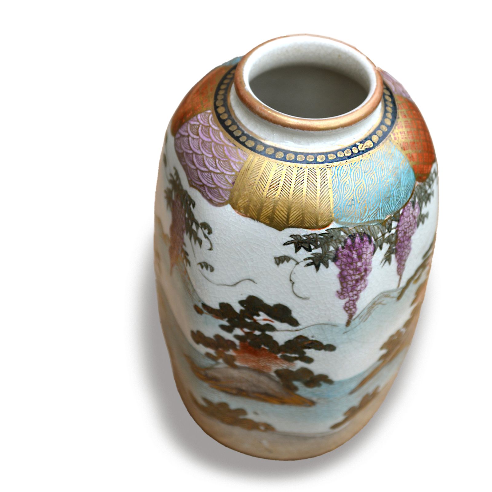 Japanese Meiji Satsuma Vase By Bankozan  Superb Quality 6"  16cm Hexagon Shape photo vintage