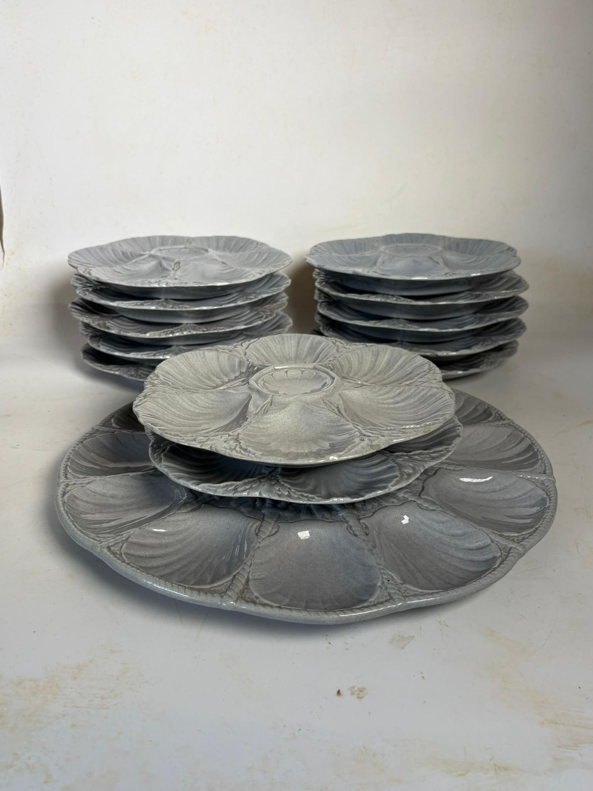 Oyster Dish And Plates. Set Of 13 Pieces Sarreguemines, France photo Home Decor