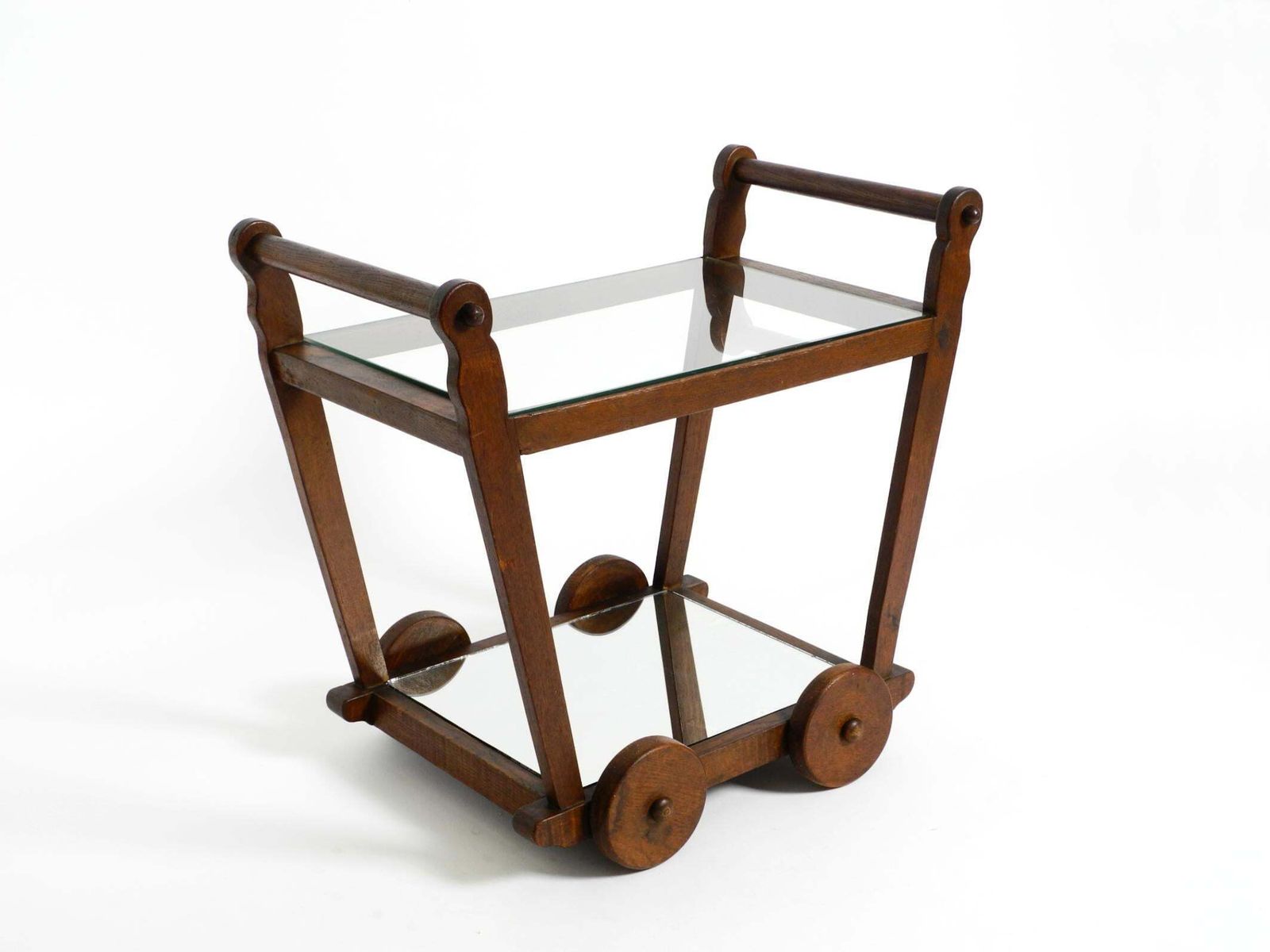 Beautiful, Unique 1930s Tea Trolley Bar Cart Made Of Solid Oak Wood photo Home Decor