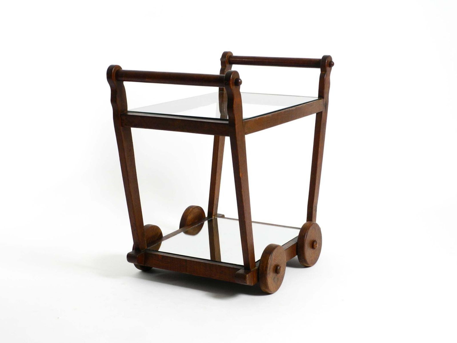 Beautiful, Unique 1930s Tea Trolley Bar Cart Made Of Solid Oak Wood photo buy