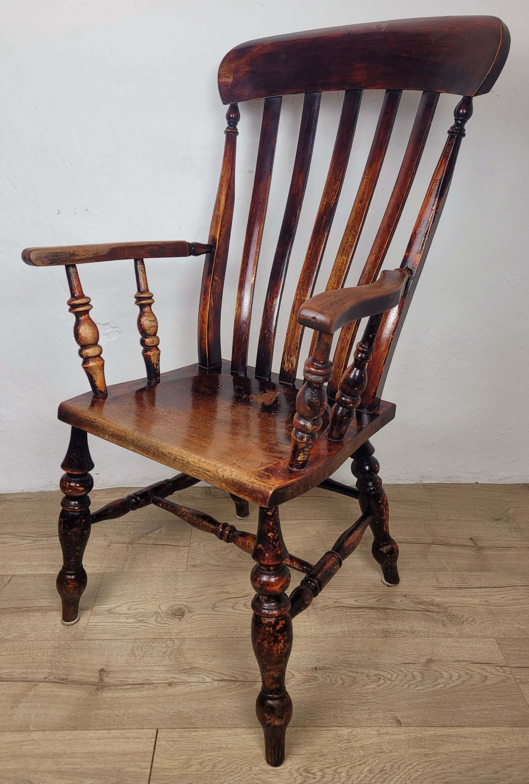 Victorian Kitchen Armchair 19thc Slatback Farmhouse photo Furniture