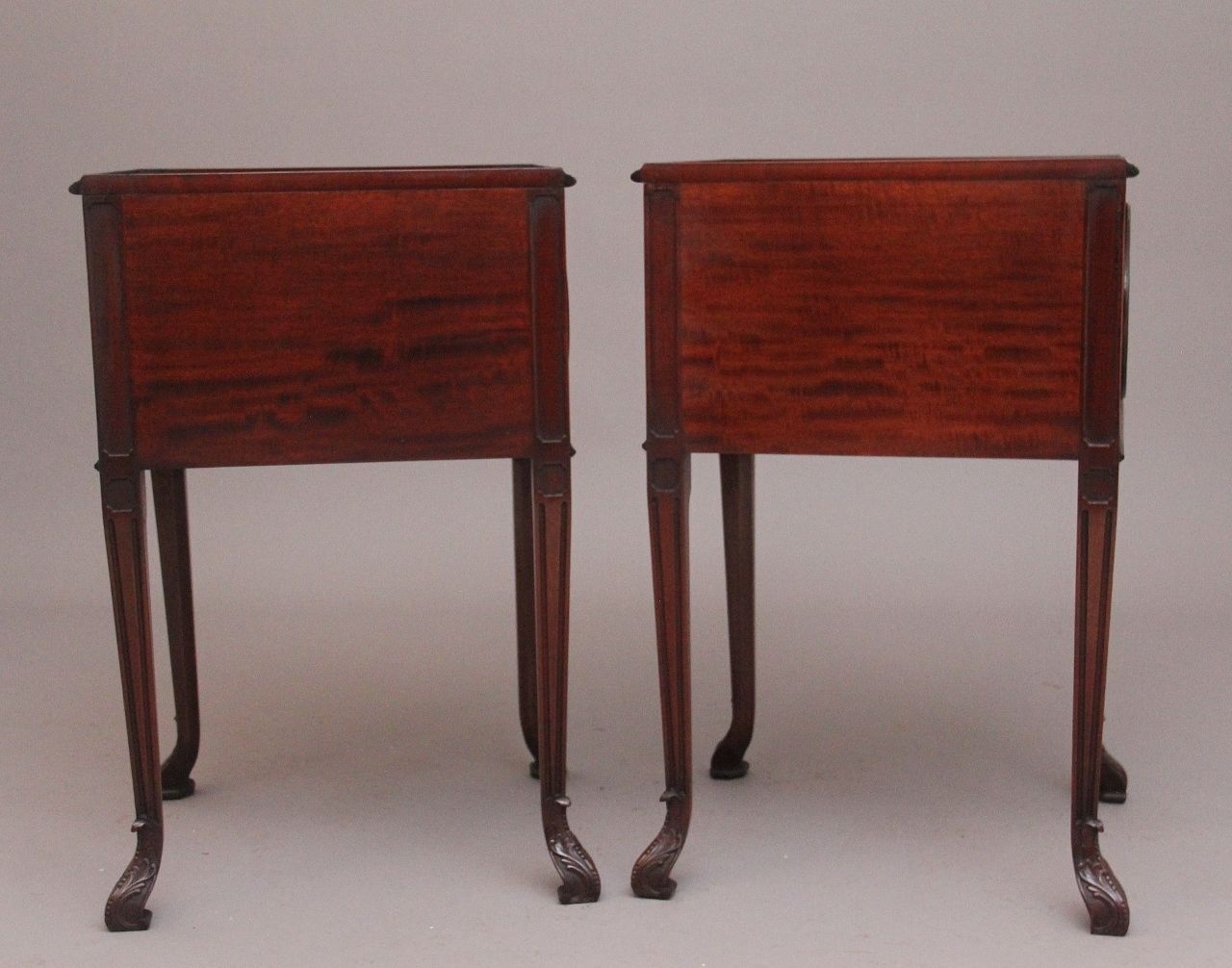 Pair Mid 20th Century Flame Mahogany Bedside Cabinets photo vintage