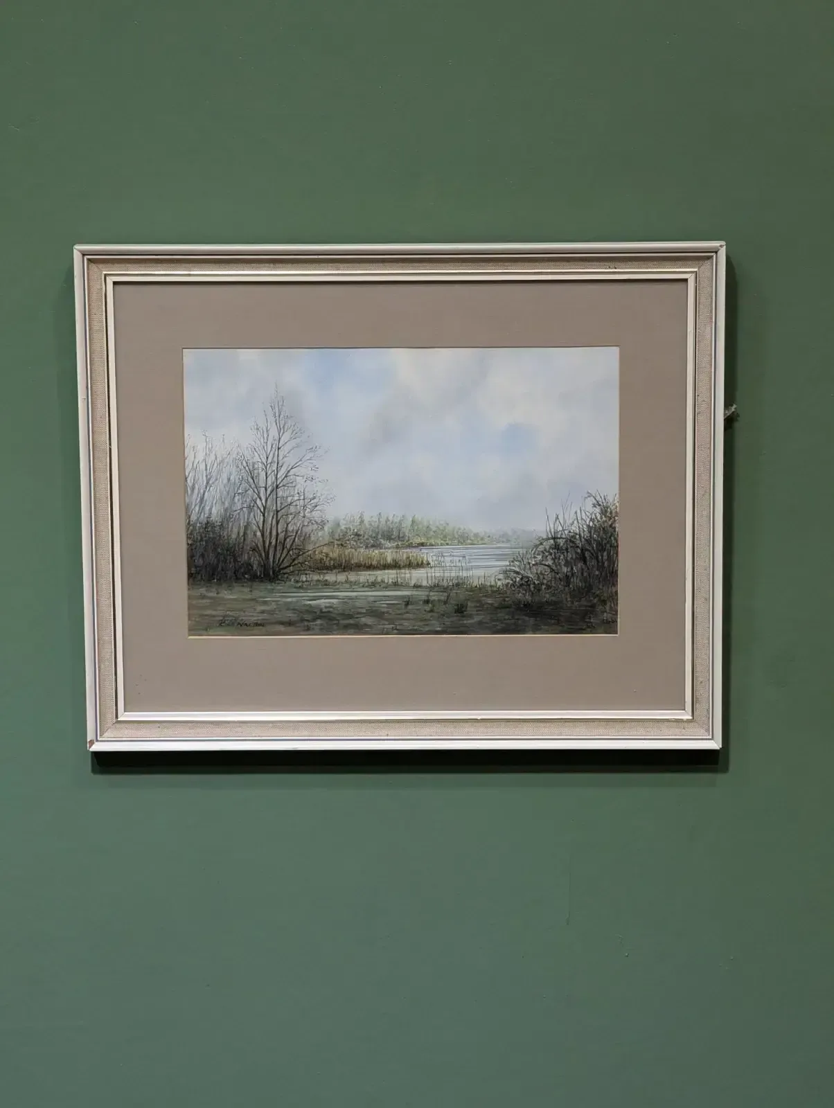 Vintage Ken Walton   20th Century Watercolour, 'Taverham Pits' Norfolk Original