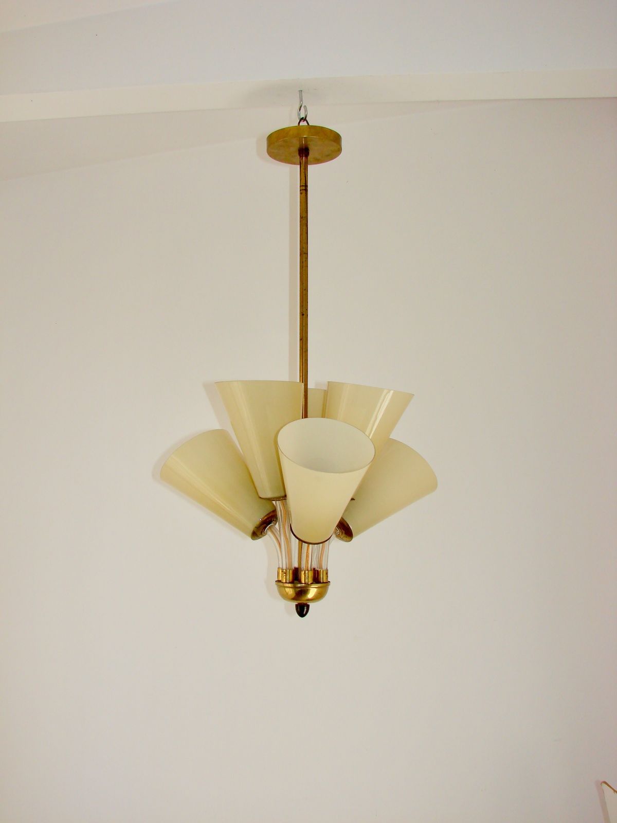 Chandelier Kamenický šenov – Czechoslovakia, 1950s, Brass And Glass photo furniture