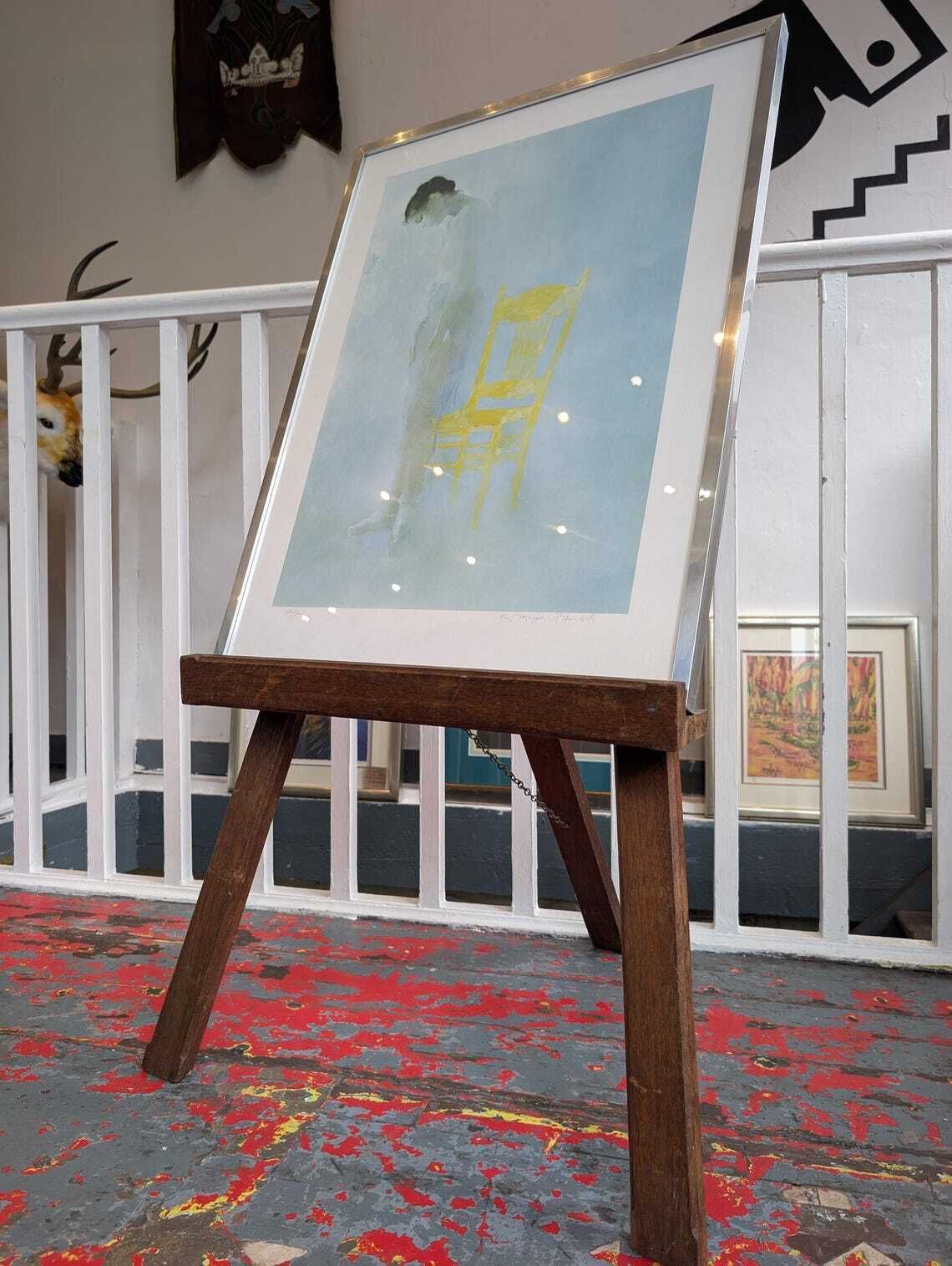 Late 20th Century Signed And Numbered Artwork Dancer With Yellow Chair By Robert Heindel. photo vintage