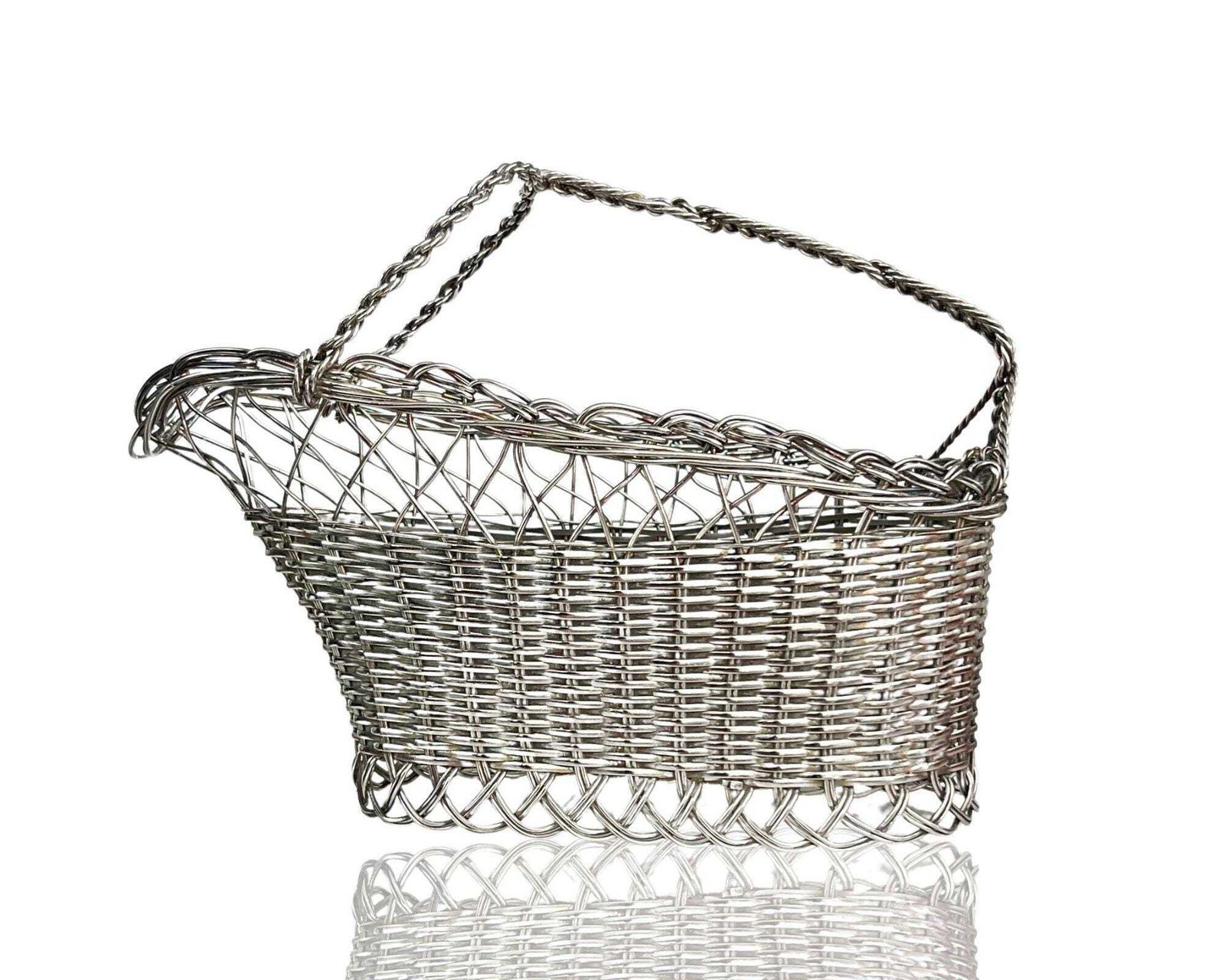 Vintage Wine Basket Metal | 1 Pc | Christofle Style France 1950s