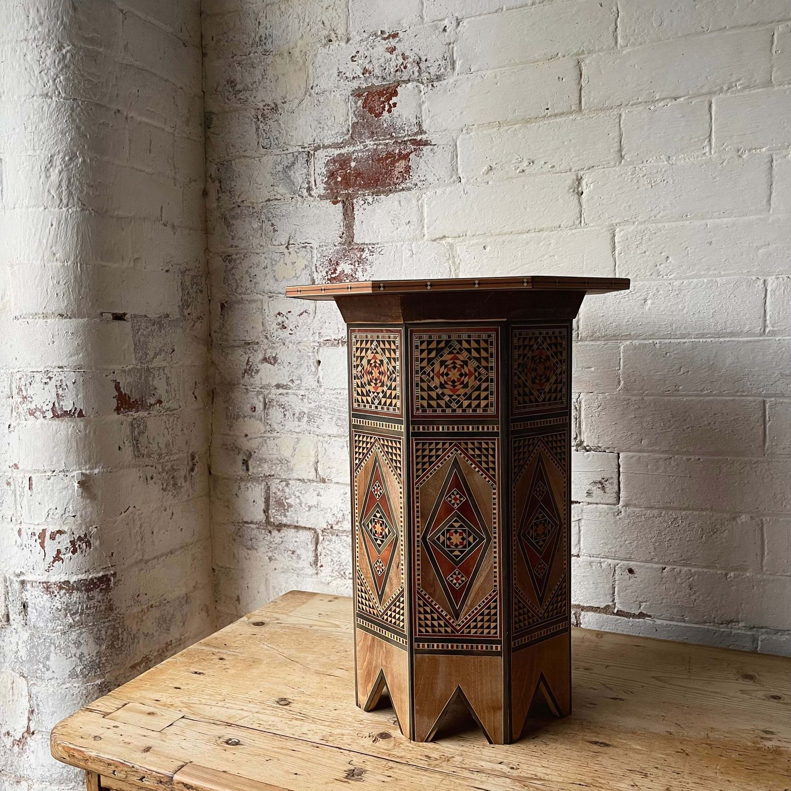Moroccan Inlaid Marquetry Table   Large #1932 photo furniture