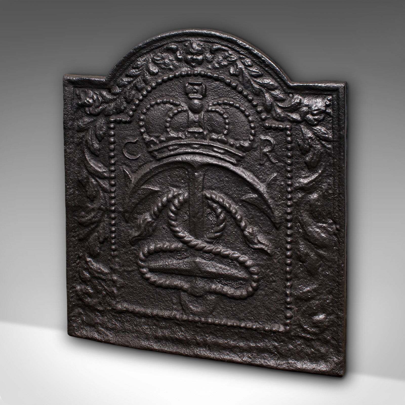 Antique Fire Back, English Carolean Revival Fireplace Reflector, Early Victorian photo for sale
