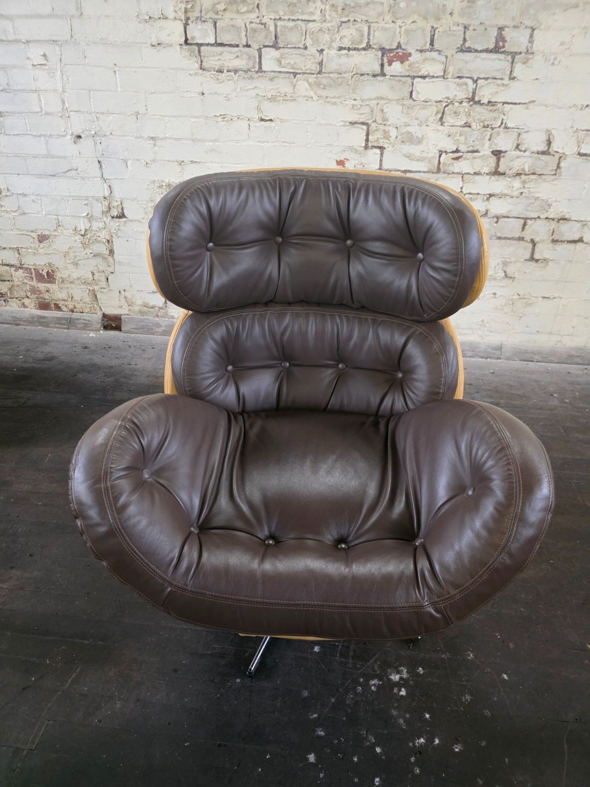 photo for sale Original Mid Century 1970s Lounge Chair With Footstool In Leather
