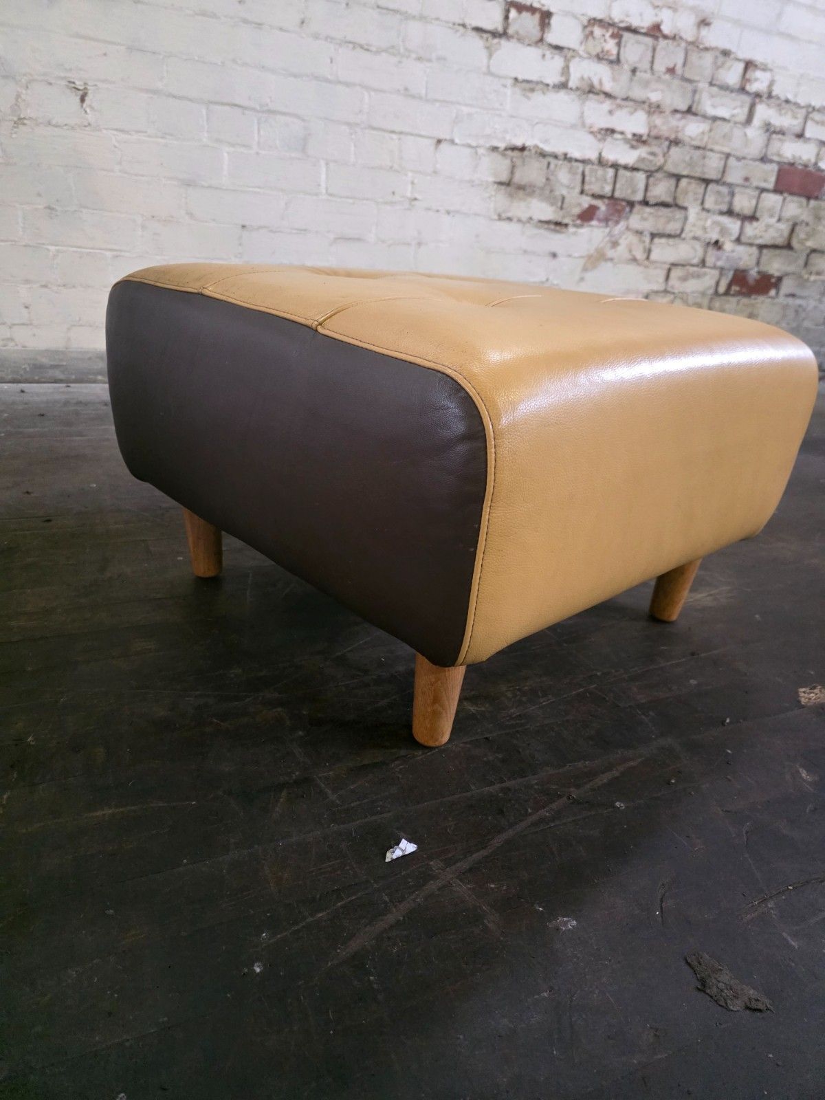 1150.0 Original Mid Century 1970s Lounge Chair With Footstool In Leather photo