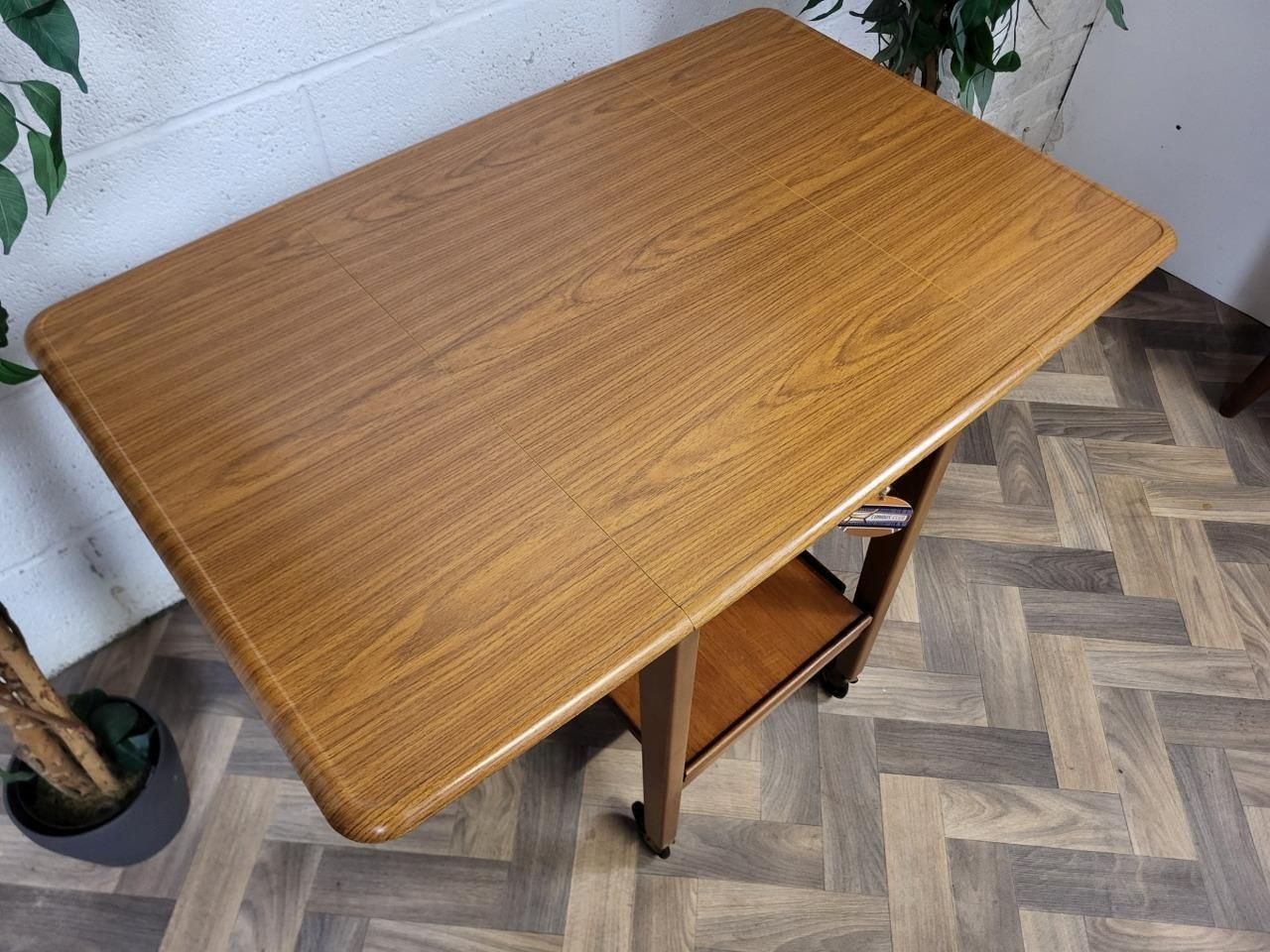 Vintage Mid Century Teak Formica Dropleaf Tea Trolley Drinks Bar Retro photo Furniture