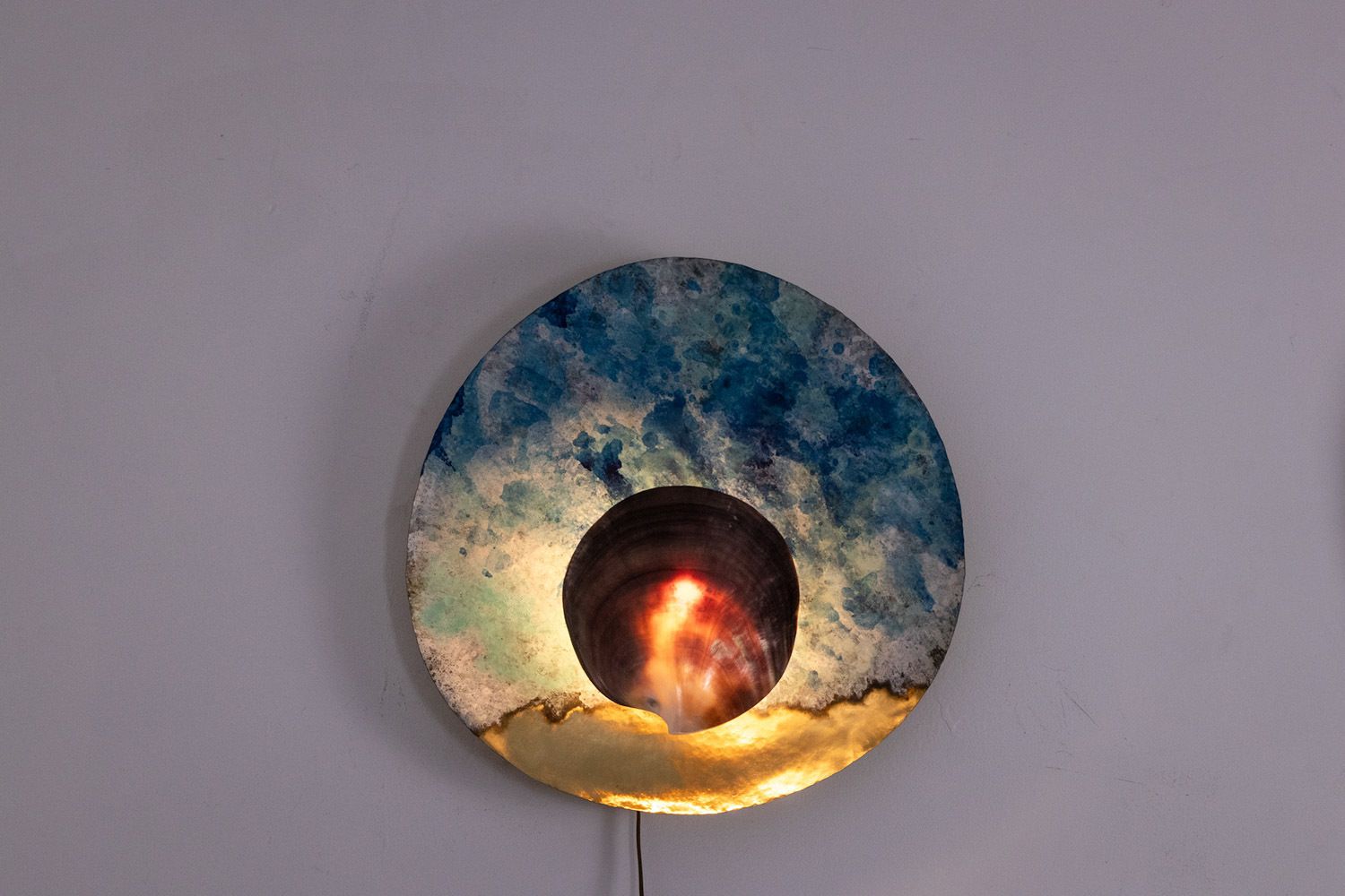 photo for sale Pair Of “Black Mother Of Pearl” Model Wall Lights. Contemporary Work.
