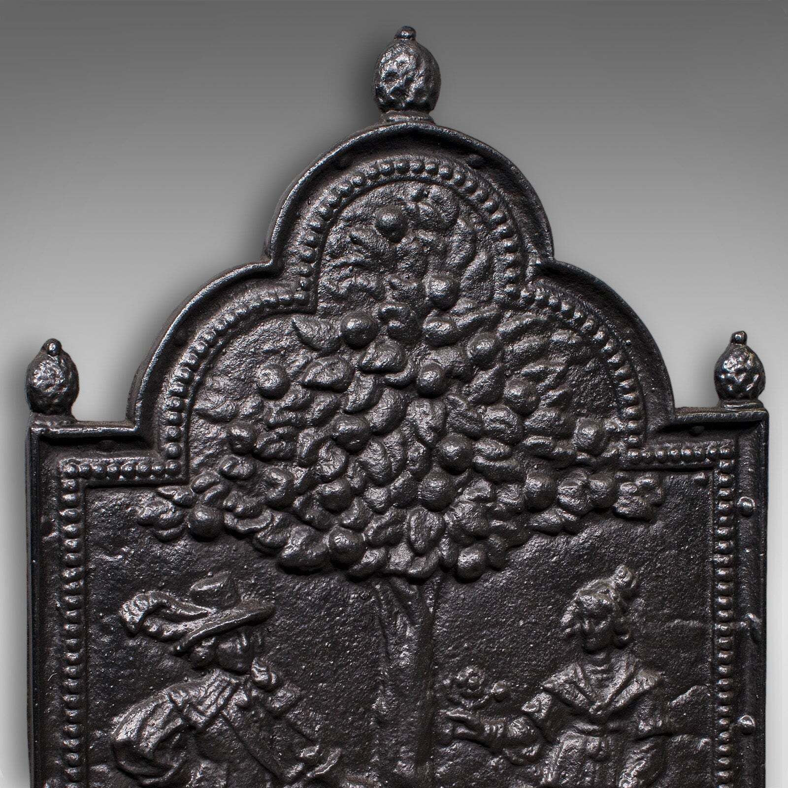 Antique Tree Of Life Fire Back, English Cast Iron Fireplace Reflector, Victorian photo 842.0