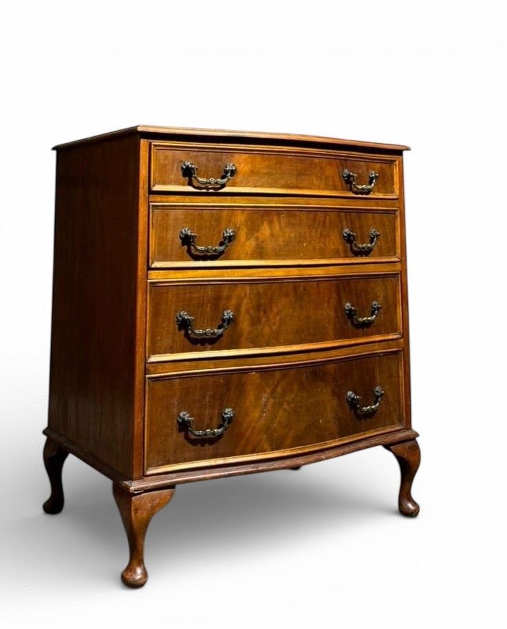 Antique Style Mahogany Chest Of Drawers Cabriole Legs Vintage C1950s photo Furniture