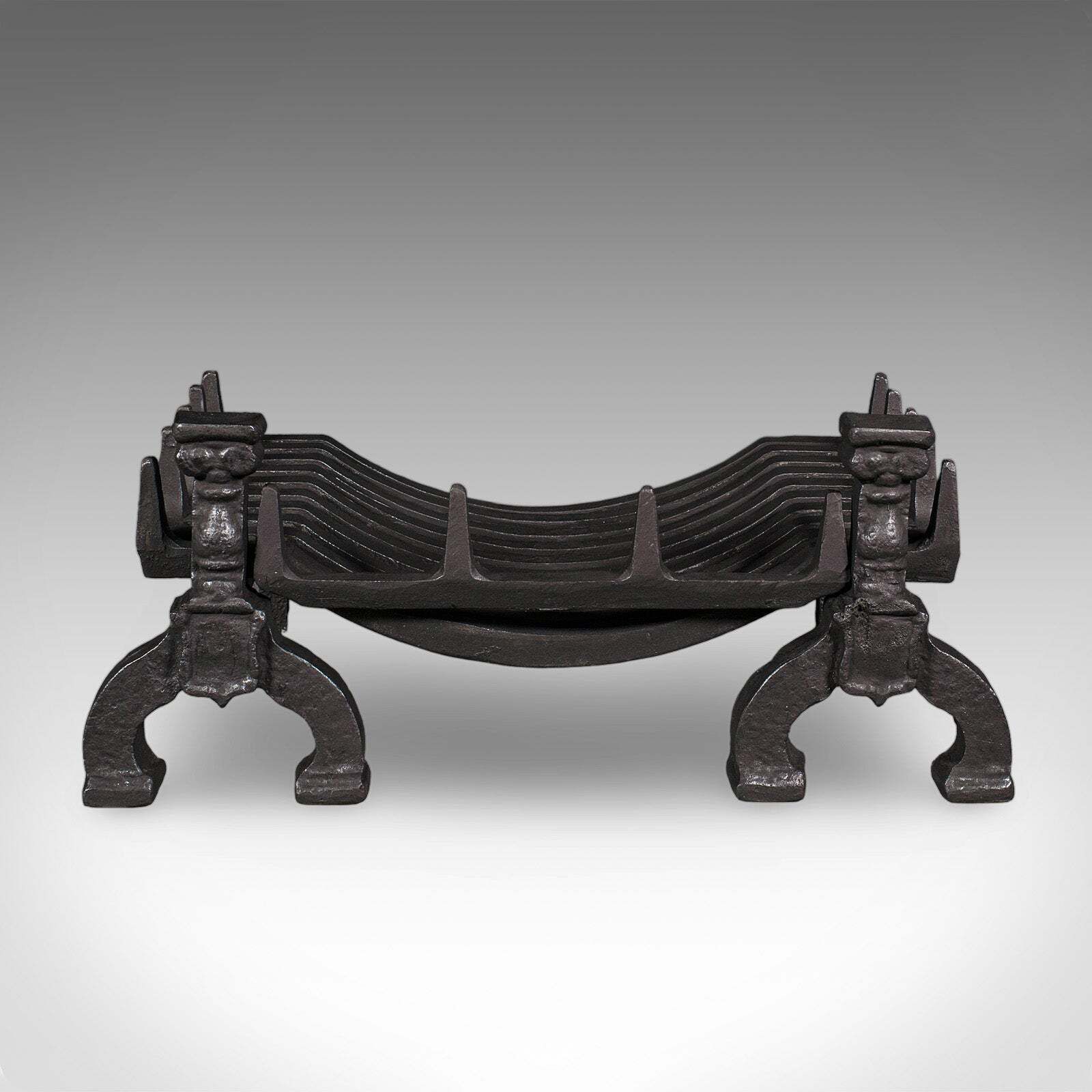 Antique Fireplace Hearth Set, English, Fire Basket, Andirons, Victorian, C.1870 photo furniture
