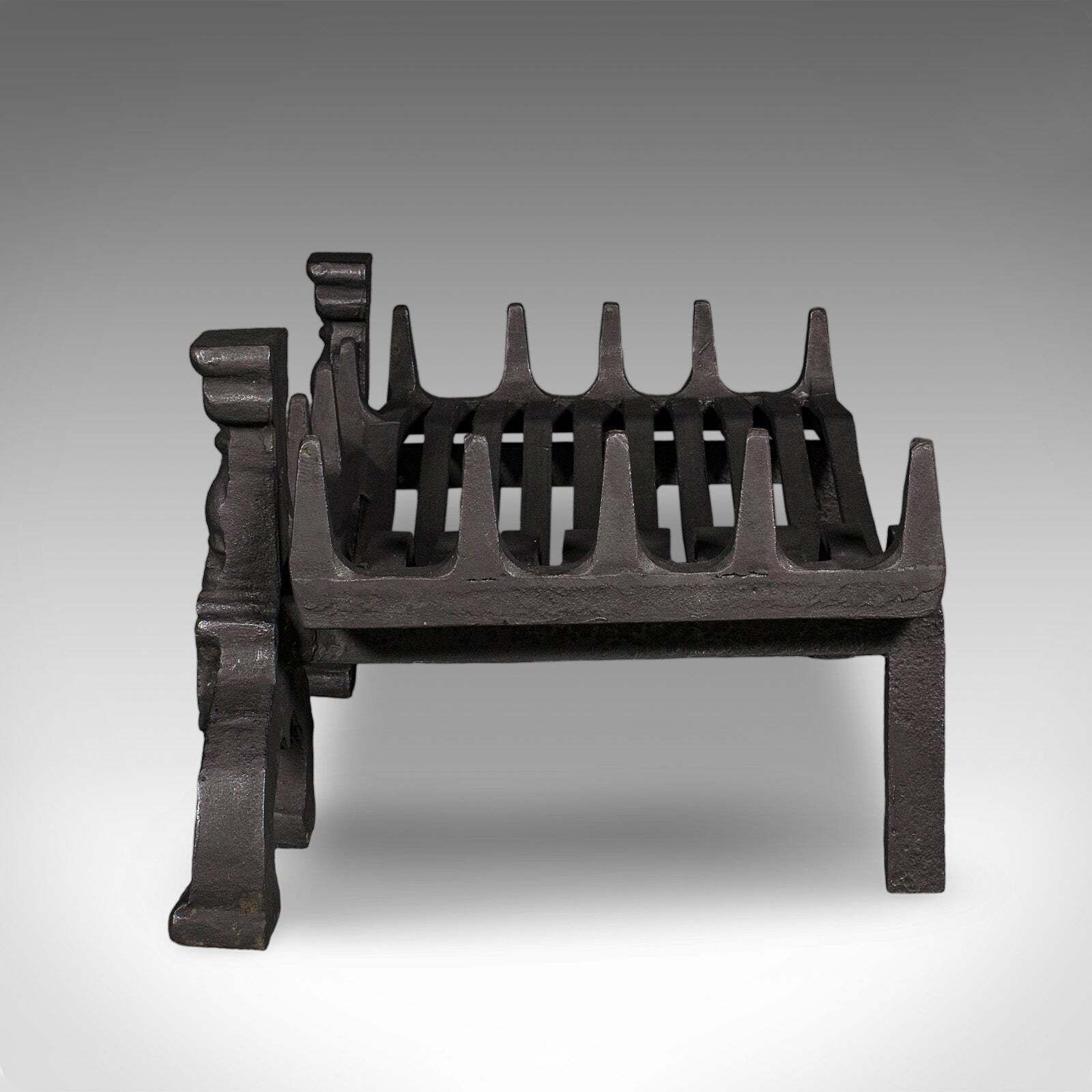 Antique Fireplace Hearth Set, English, Fire Basket, Andirons, Victorian, C.1870 photo 913.0