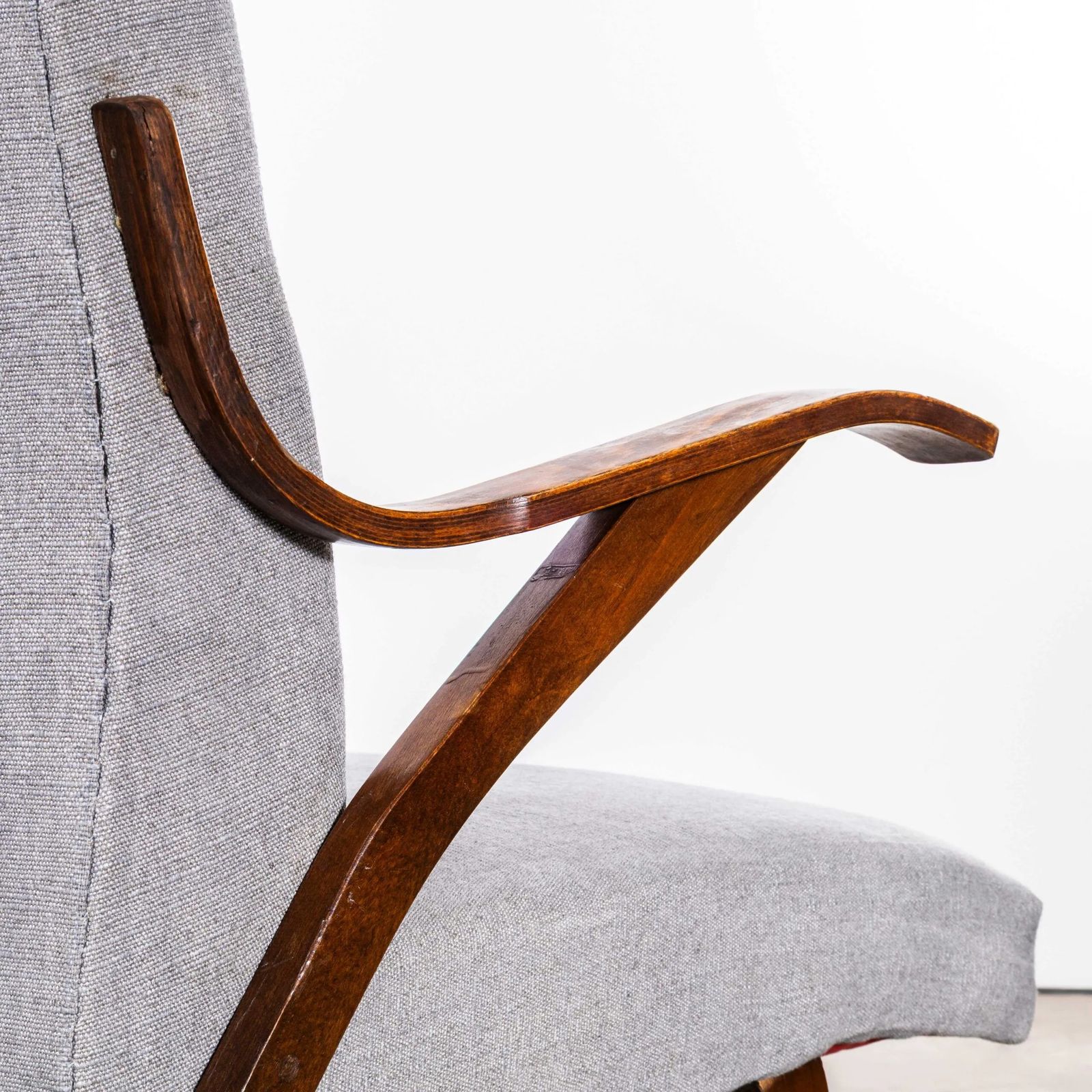 1950’s Frantisek Jirak For Tatra In Grey Slubbed Cotton – Upholstered Armchairs photo vintage
