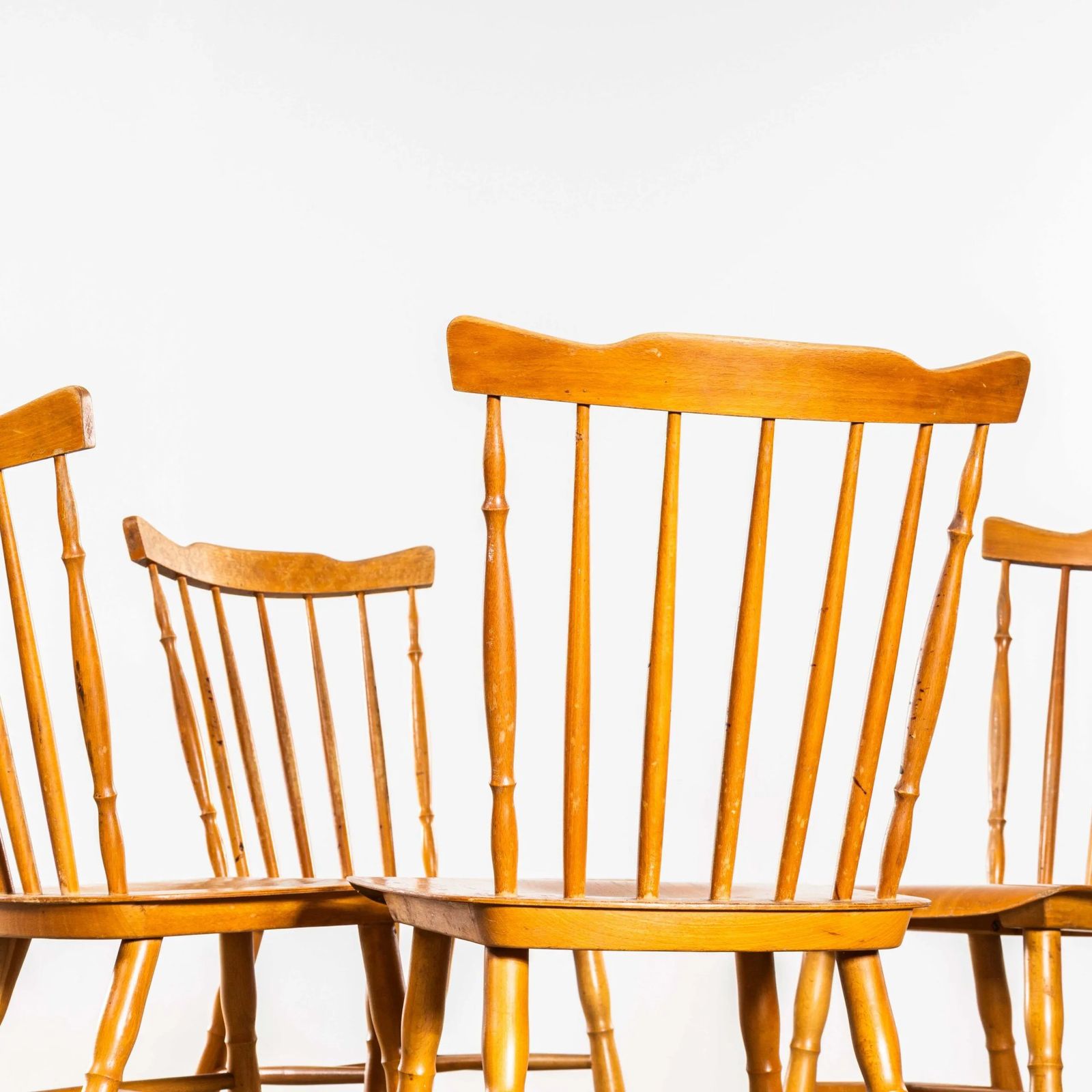 1950’s Elegant Stick Back Lipped Seat Dining Chairs – Set Of Four photo 690.0
