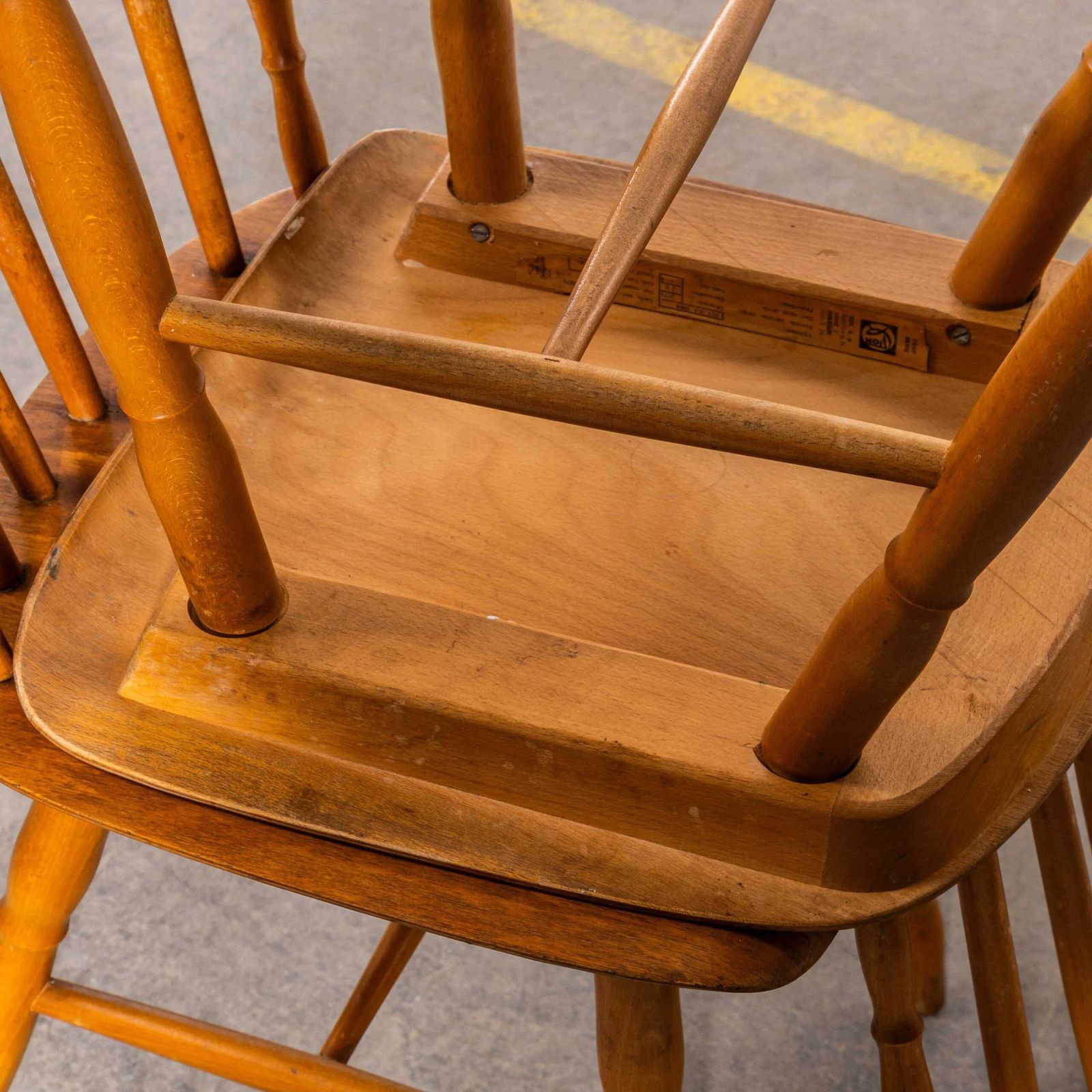 photo for sale 1950’s Elegant Stick Back Lipped Seat Dining Chairs – Set Of Four