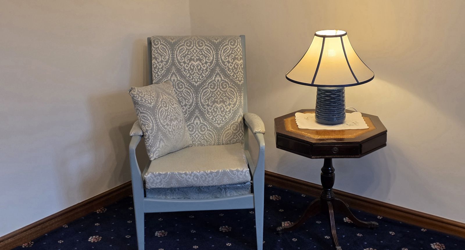 1960s Cintique High Back Chair In Prestigious Textiles ‘Emotion Marine’ photo 425.0